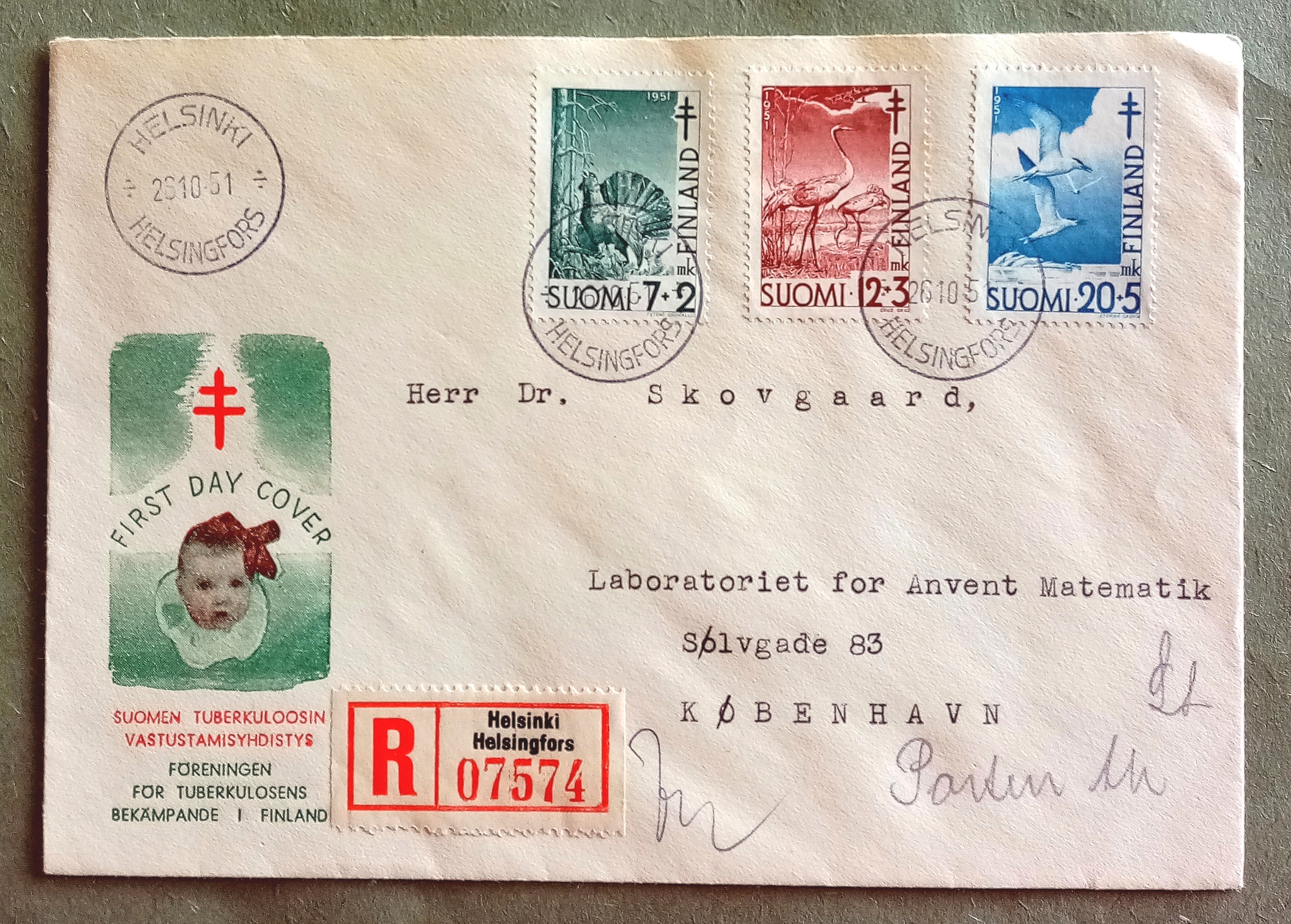 Finland - FDC - HELSINKI. 26.10.1951
