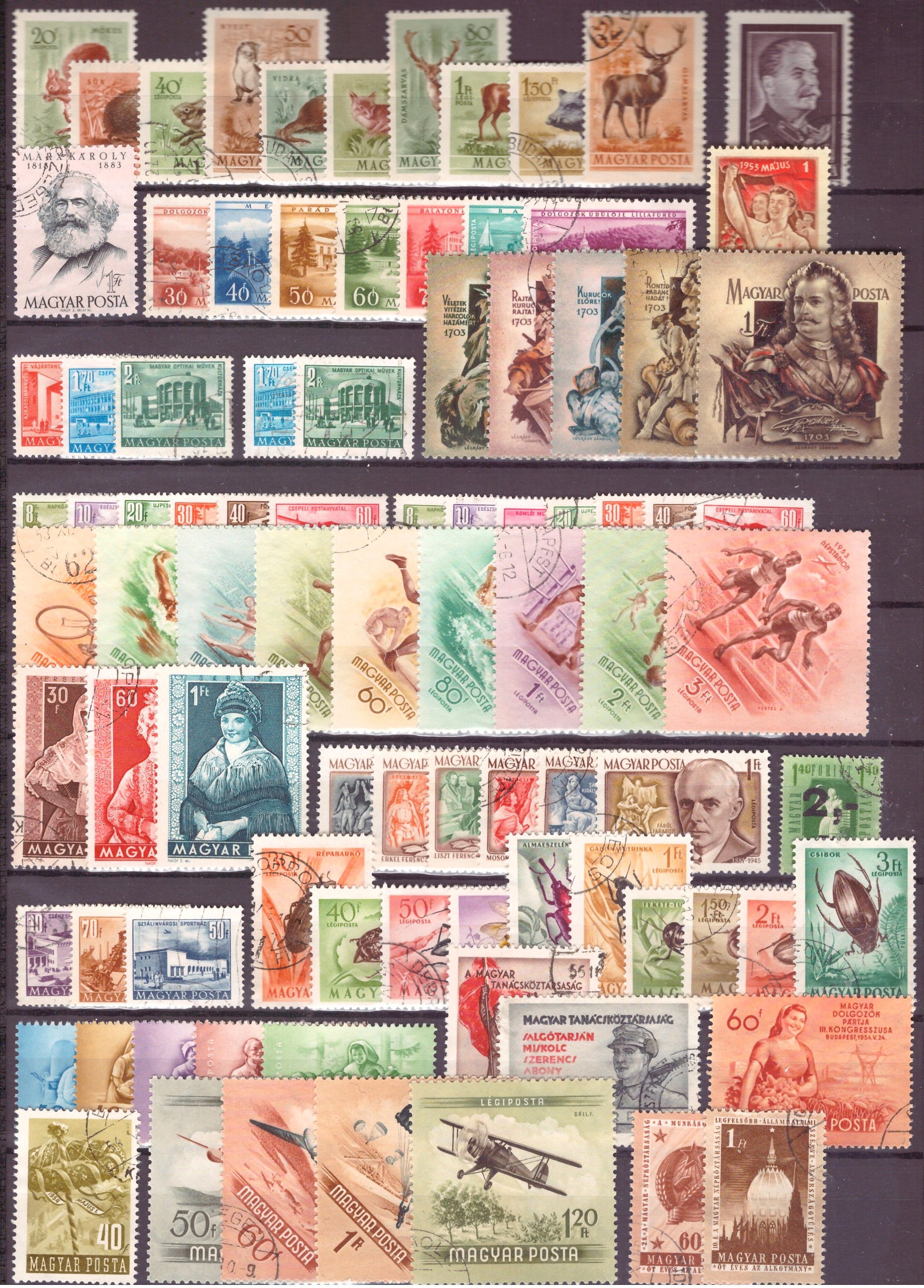 UNGARN. DIV. 1953-56 . PENT RUNDSTEMPLA. (981,-)
