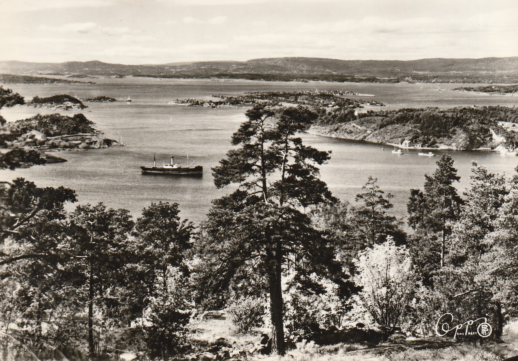 Eldre kort fra Oslo. Utsikt over Oslofjorden fra Ekeberg. Oppi 1892