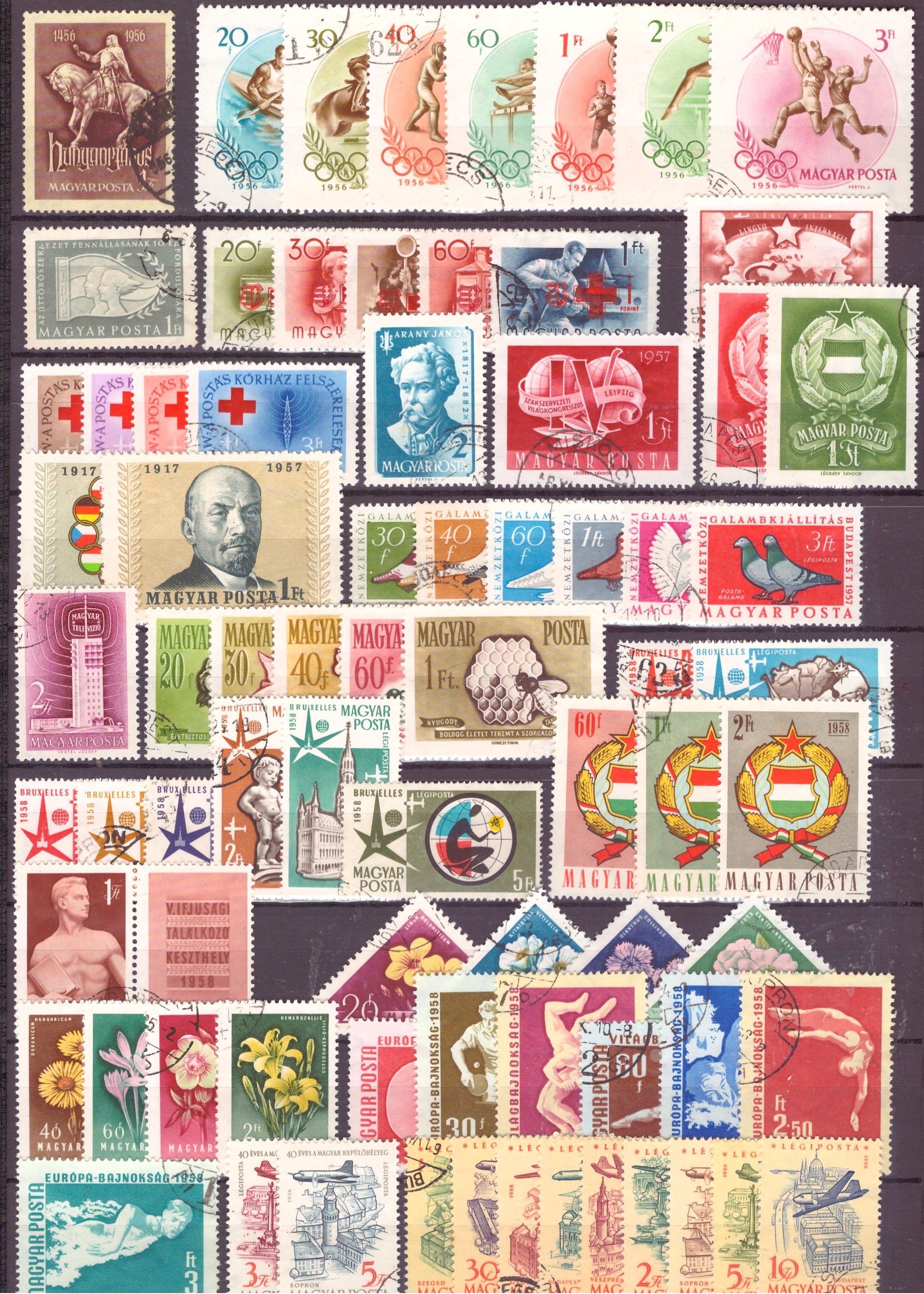 UNGARN. DIV.1956-59. PENT RUNDSTEMPLA. (486,-)