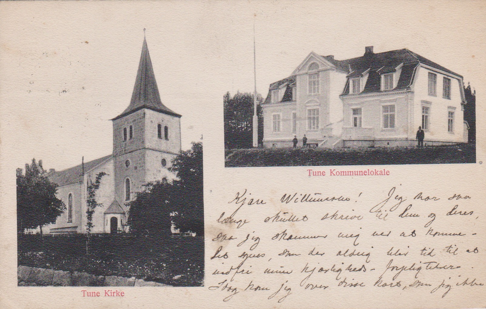 Tune kirke/Tune Kommunelokale.  Brukt 1907 (Nils Tomte).