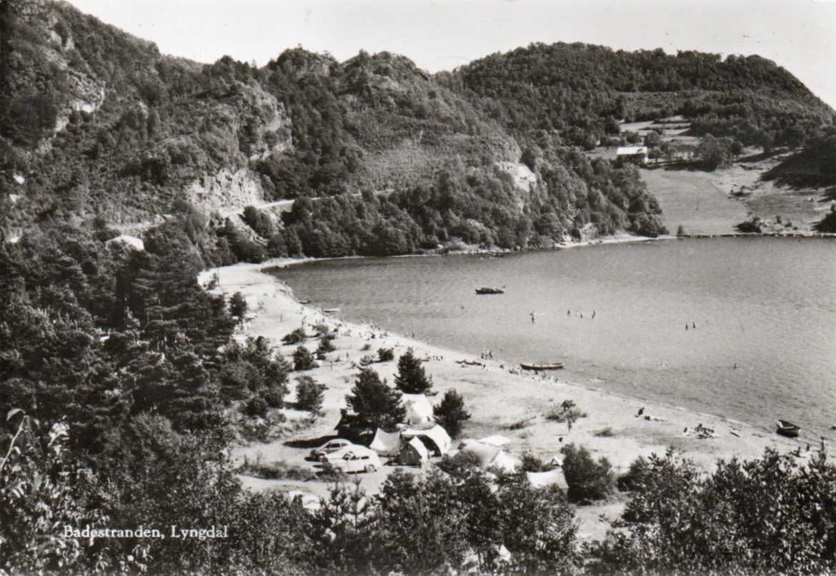 Lyngdal. Camping og Badestranden. Stmp.1966