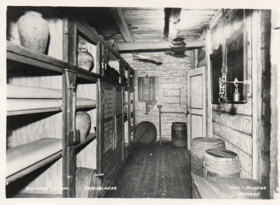 Bergen. Sample room. Prøvelager. Fra Hanseatisk museum.