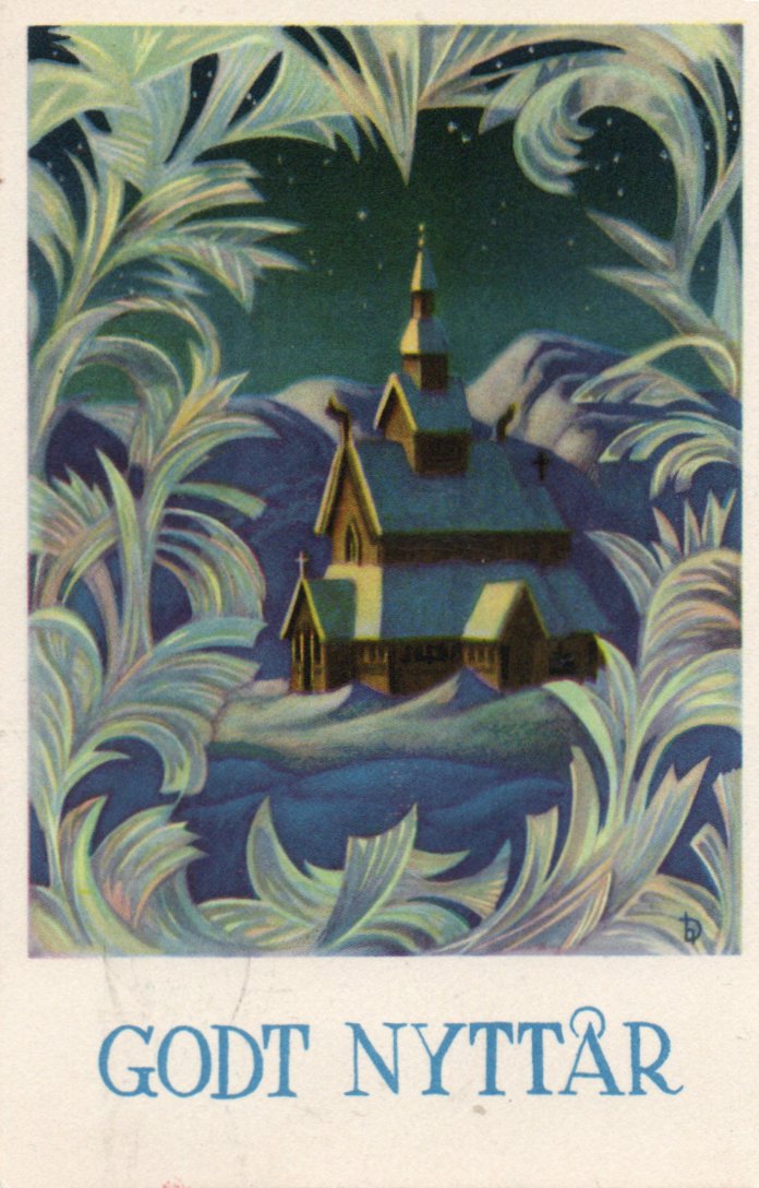 Damsleth. Godt nyttår. Stmp.1953.