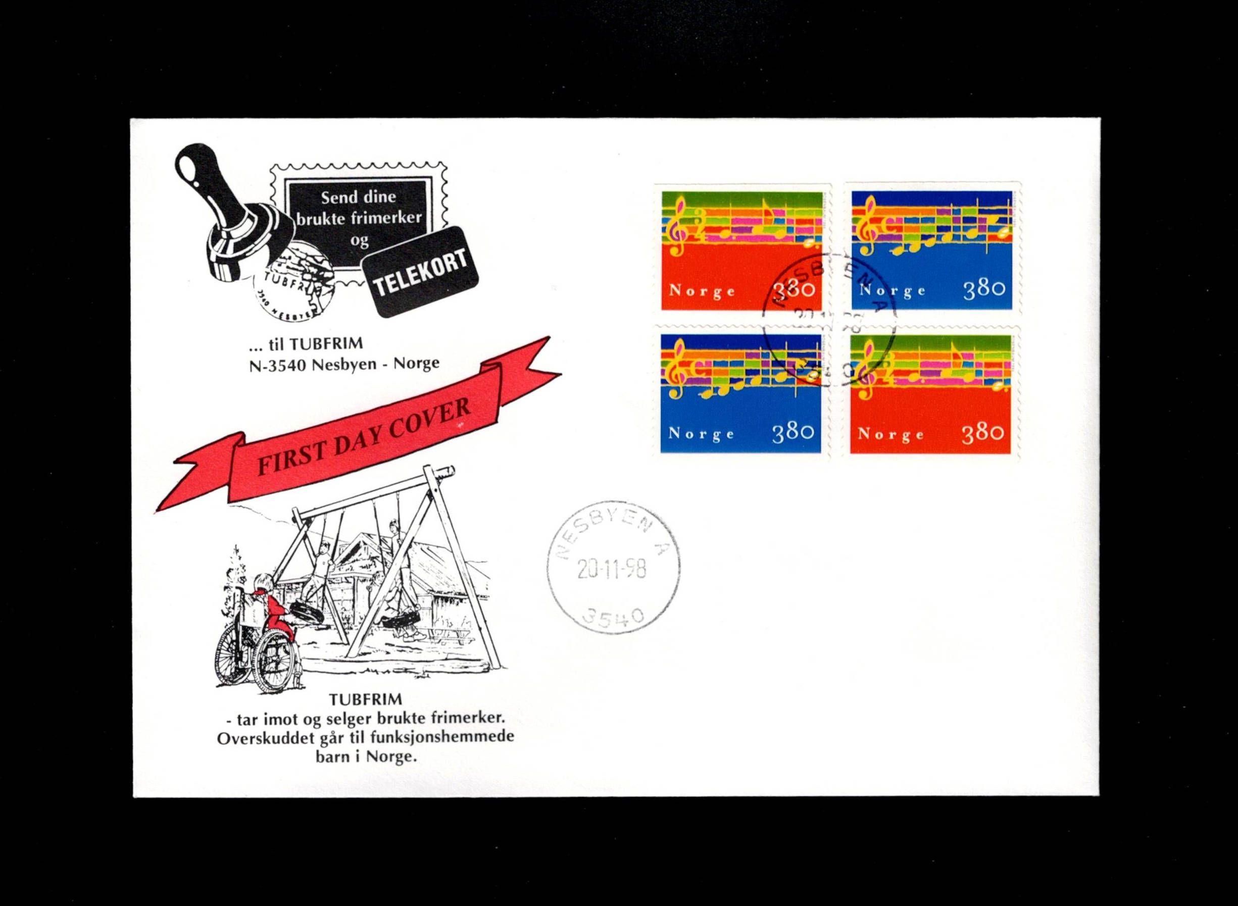FDC 1998 NK1346-1347 4B NESBYEN vignet Tubfrim