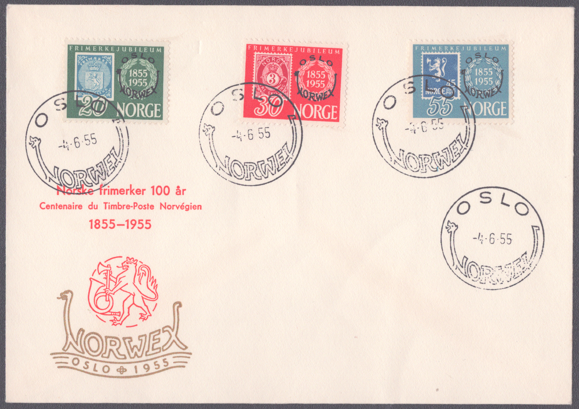 FDC 1955 NK428-NK430 vignett 1