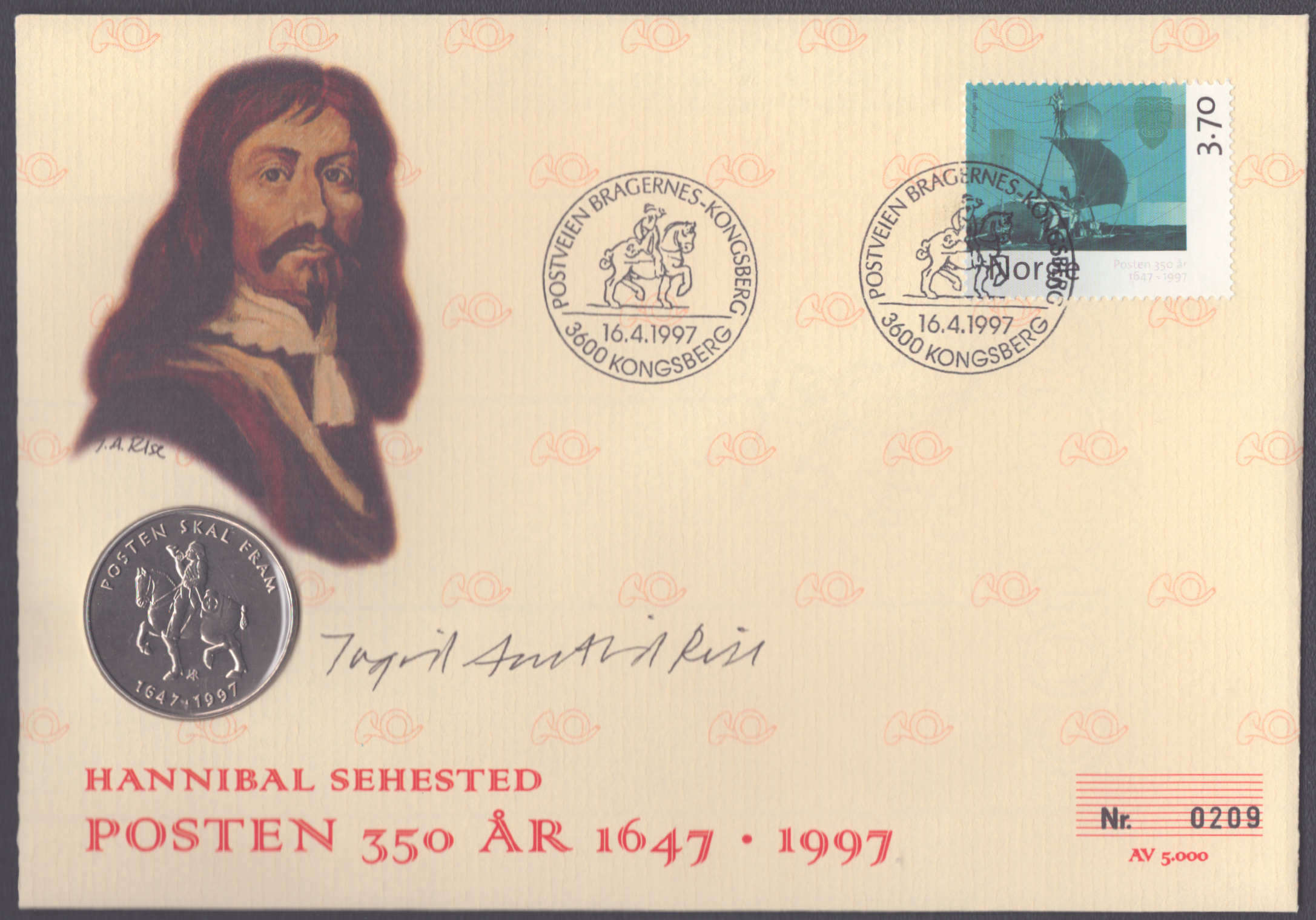 FDC 1997 NK1296 vignett 16 signert