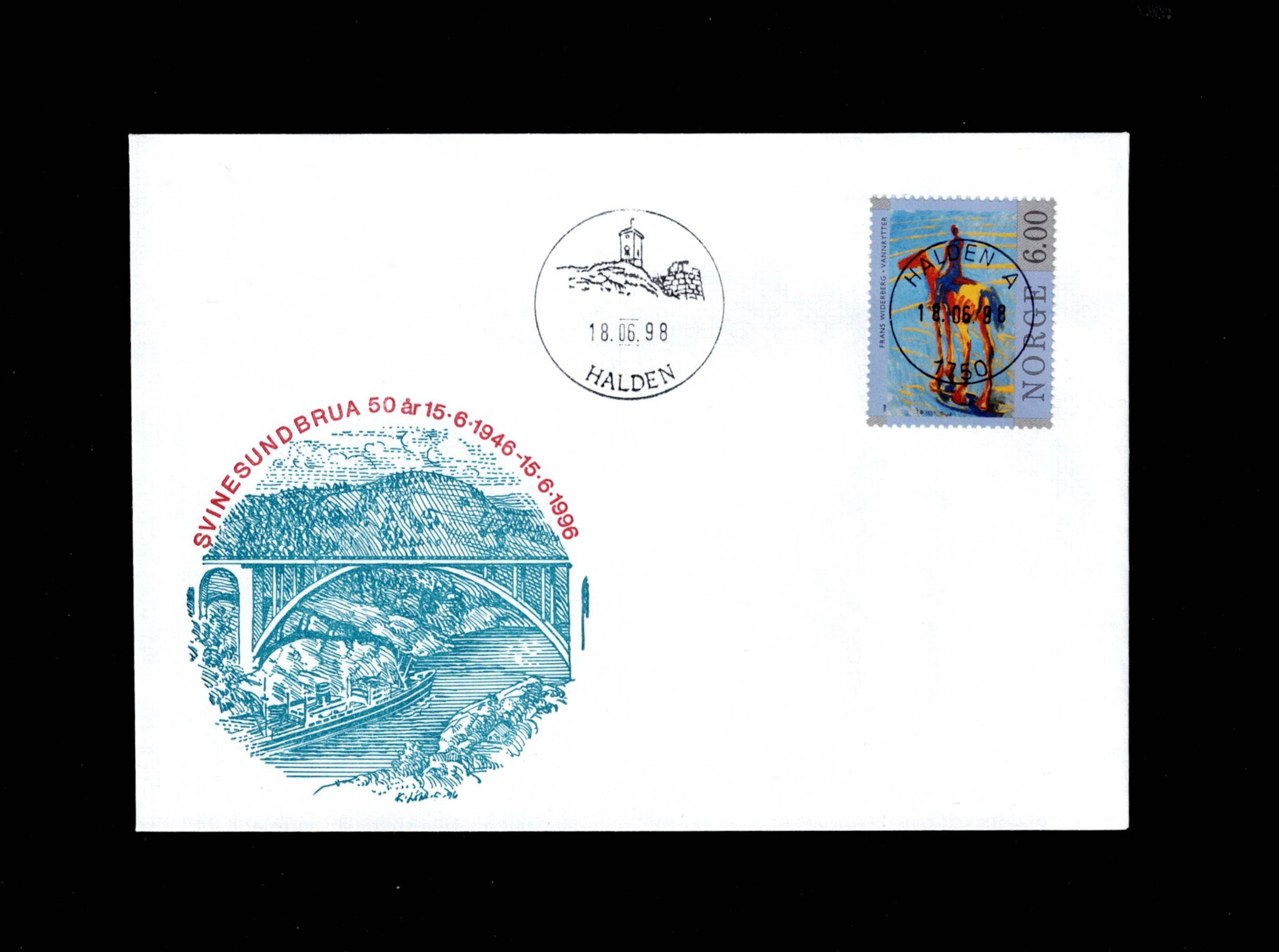 FDC 1998 NK1336 HALDEN vignet Svinesundbrua