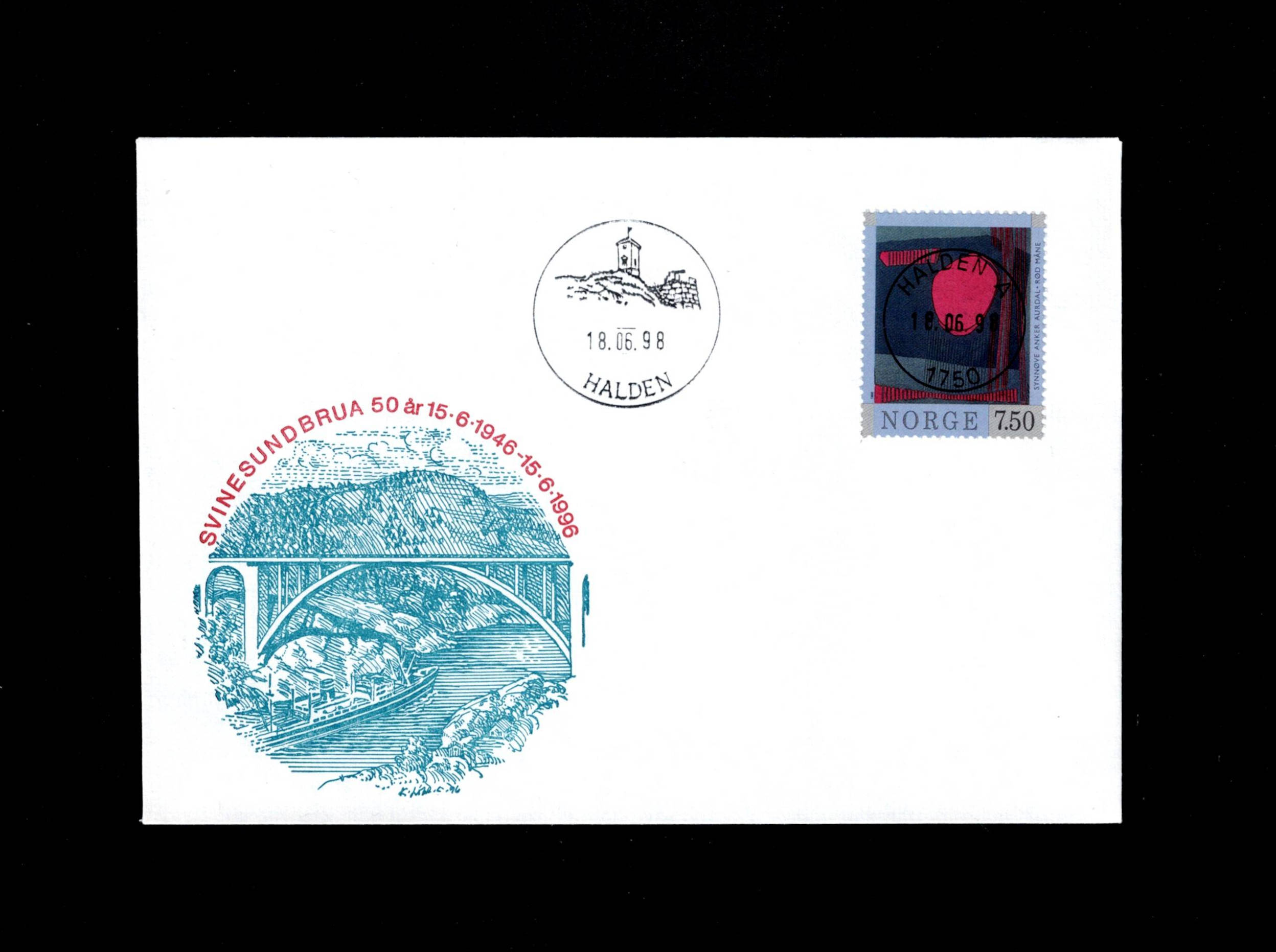 FDC 1998 NK1337 HALDEN vignet Svinesundbrua