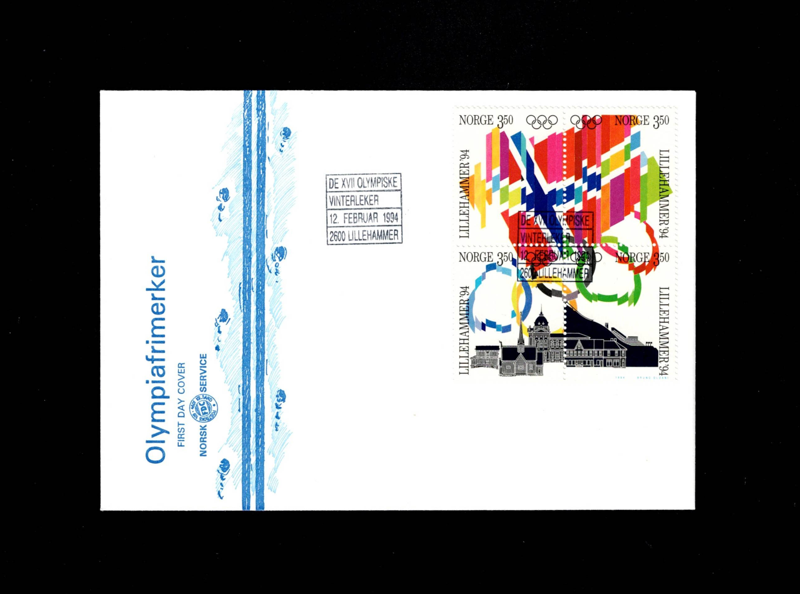 FDC 1994 NK1196-1199 Lillehammer vignet NFDCS