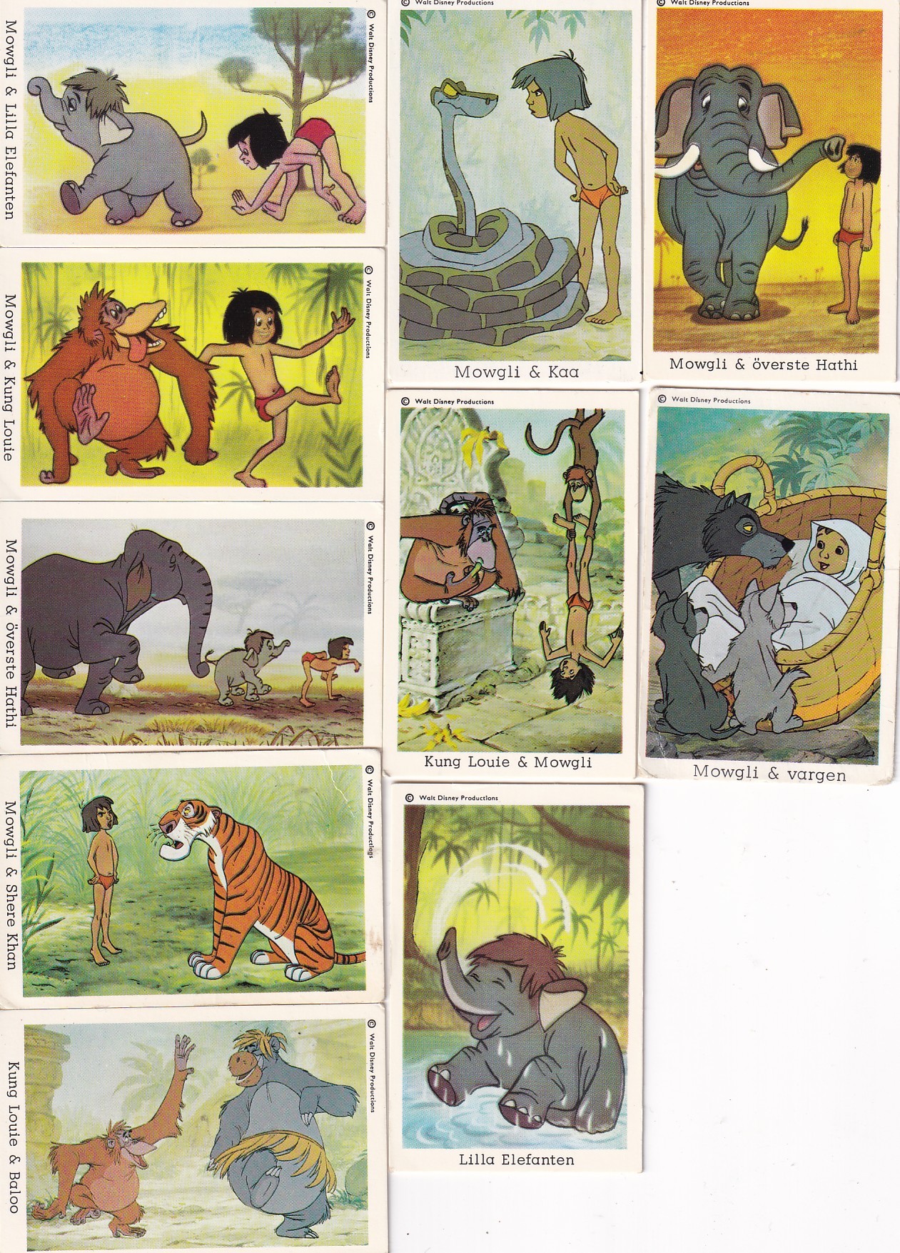 10 stk samlekort fra Mowgli og Jungelboken