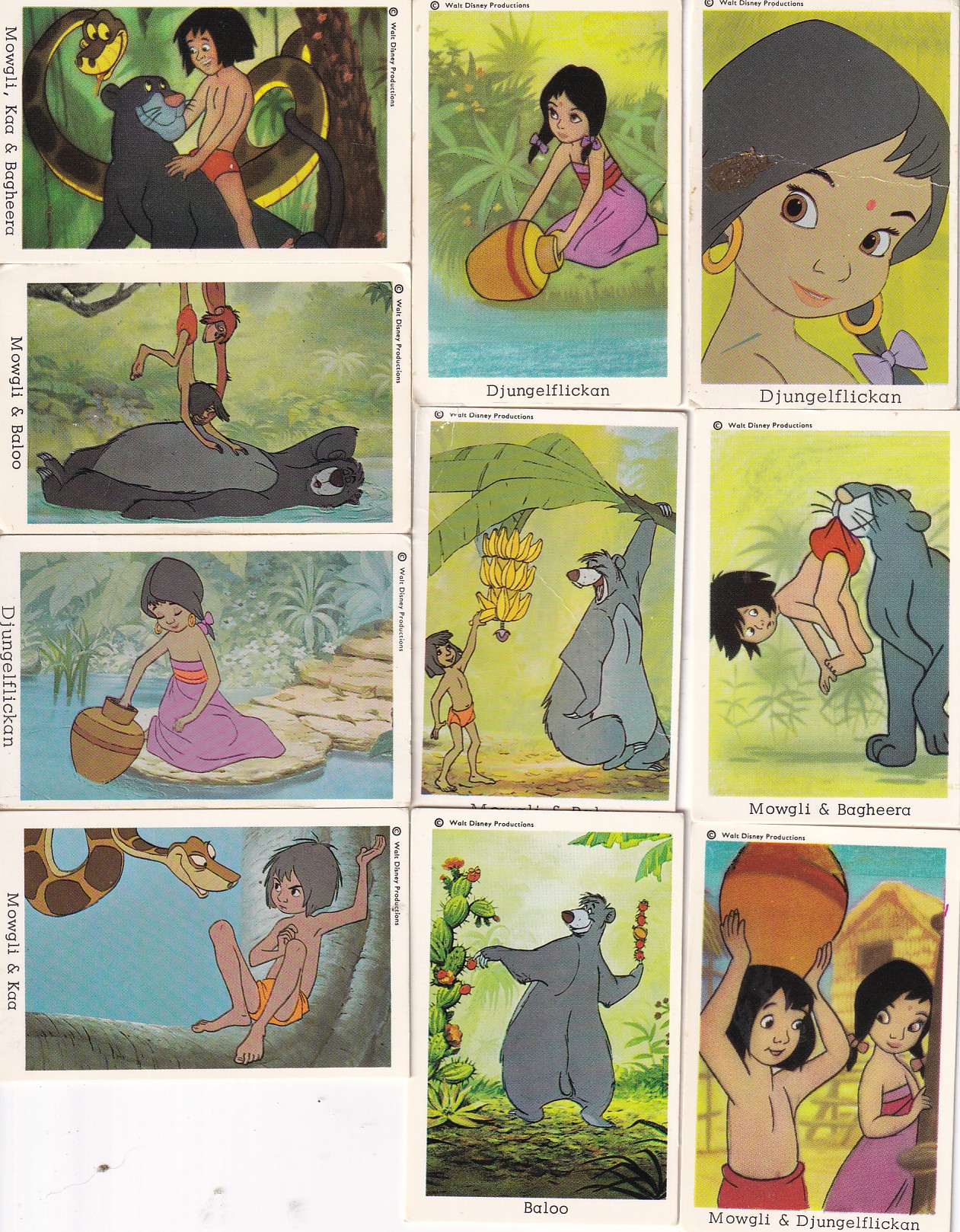10 stk. samlekort fra Mowgli og Jungelboken