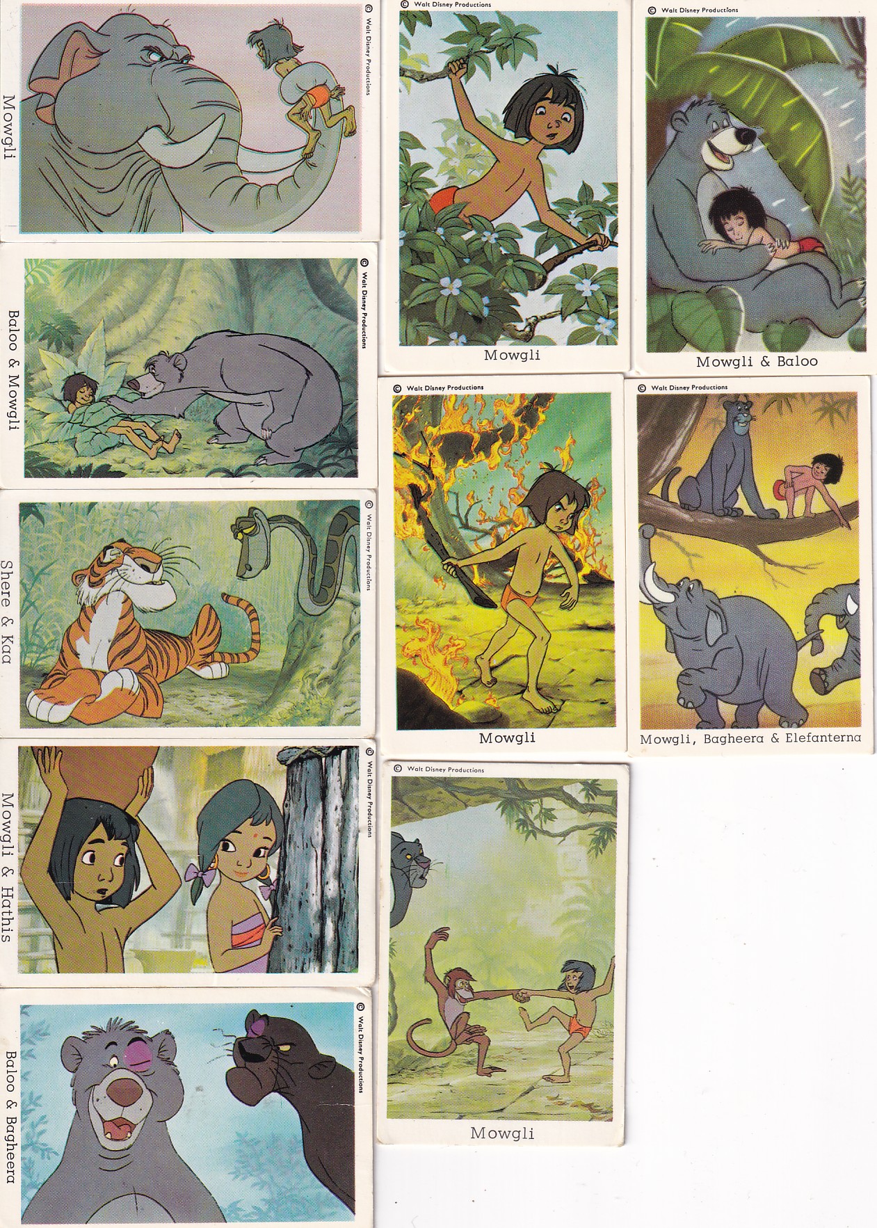 10 stk samlekort fra Mowgli og Jungelboken