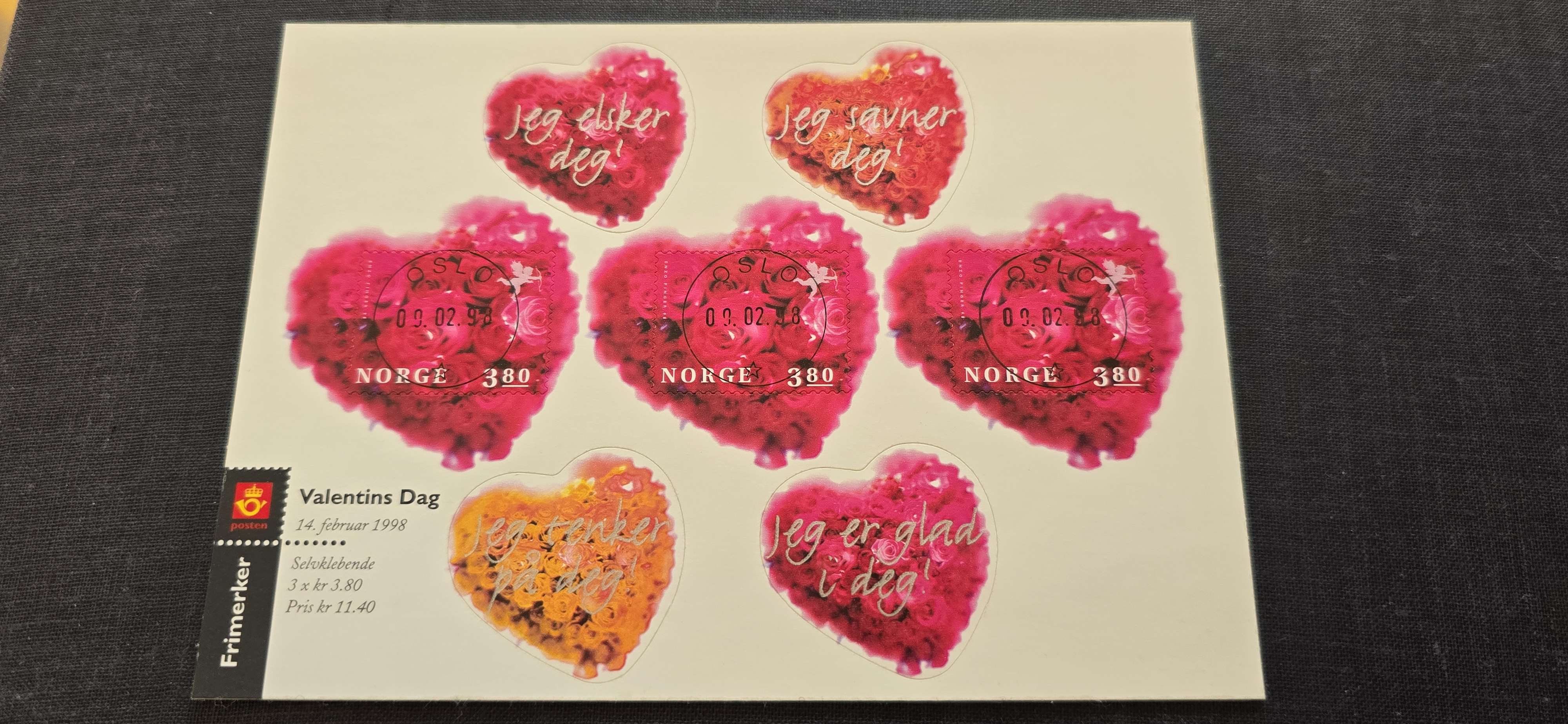 OSLO 09.02.98 VALENTINS DAG BLOKK LUX FØRSTEDAG