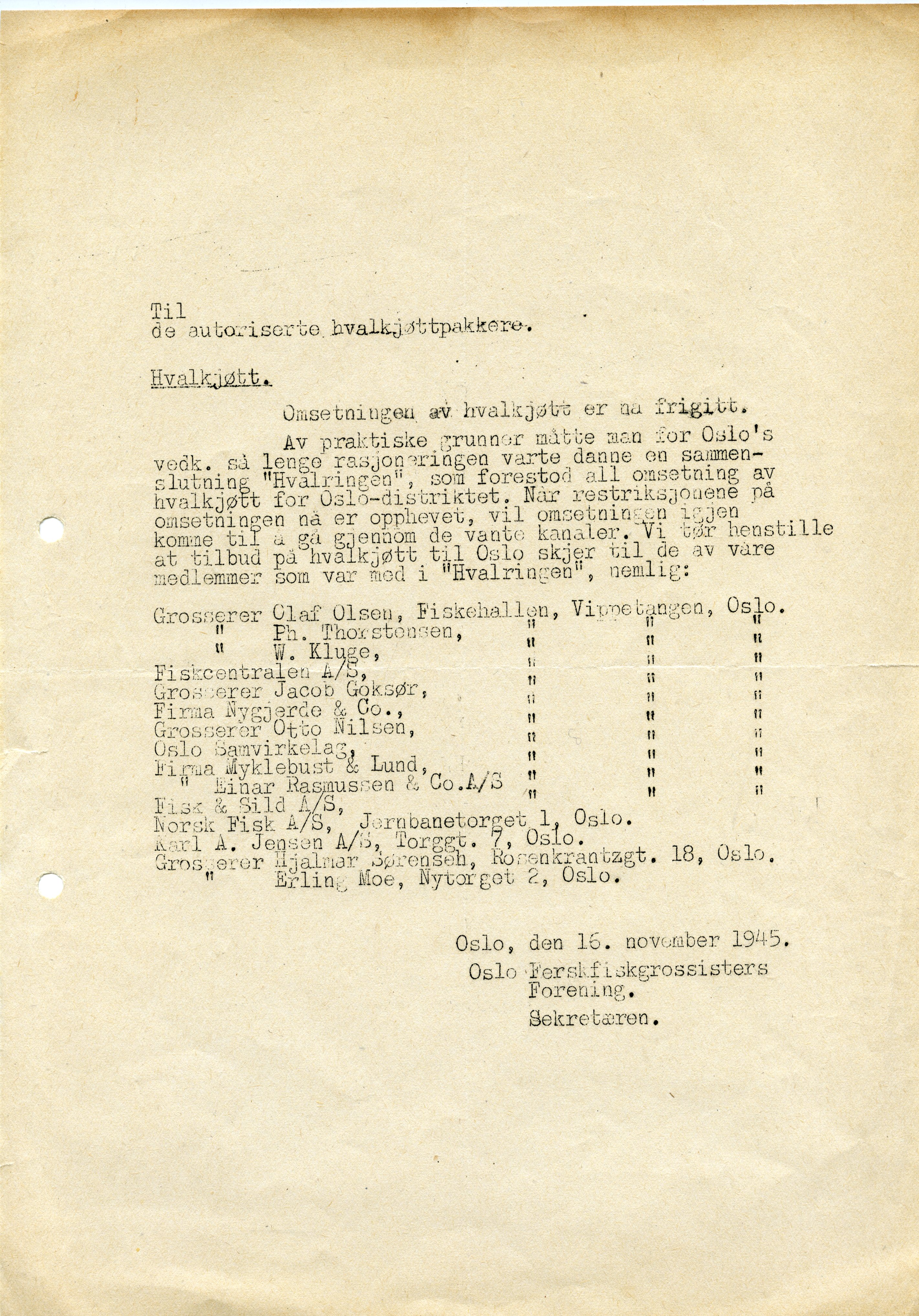 Hvalkjøtt frigitt. nor44