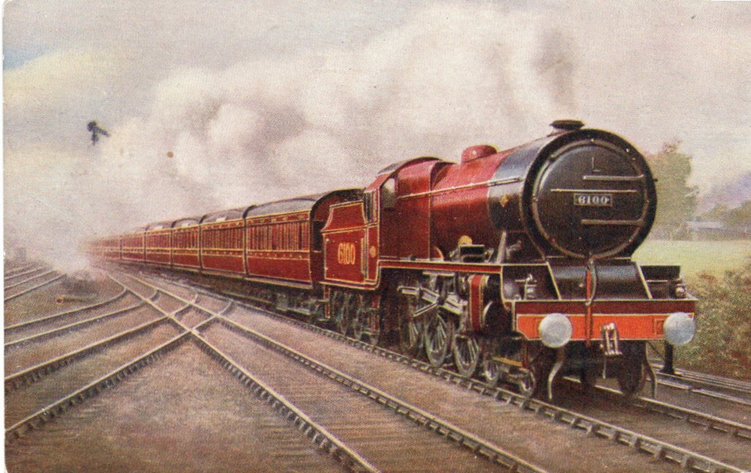 London, Midland and Scottish railway. "Royal Scot" Express. Kolorert kort.