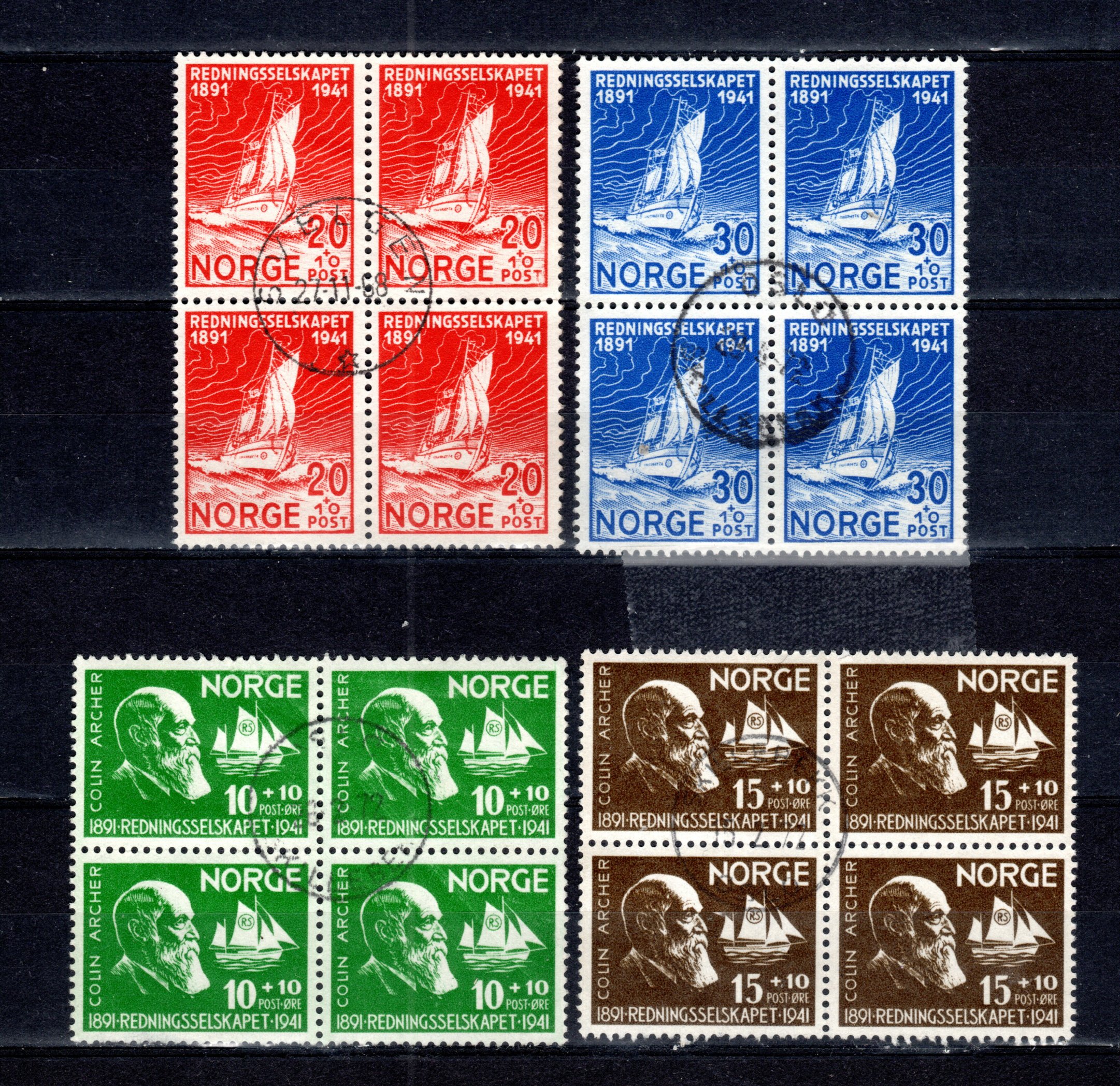 Nk.255-58 stp. 4-blokkserie stemplet