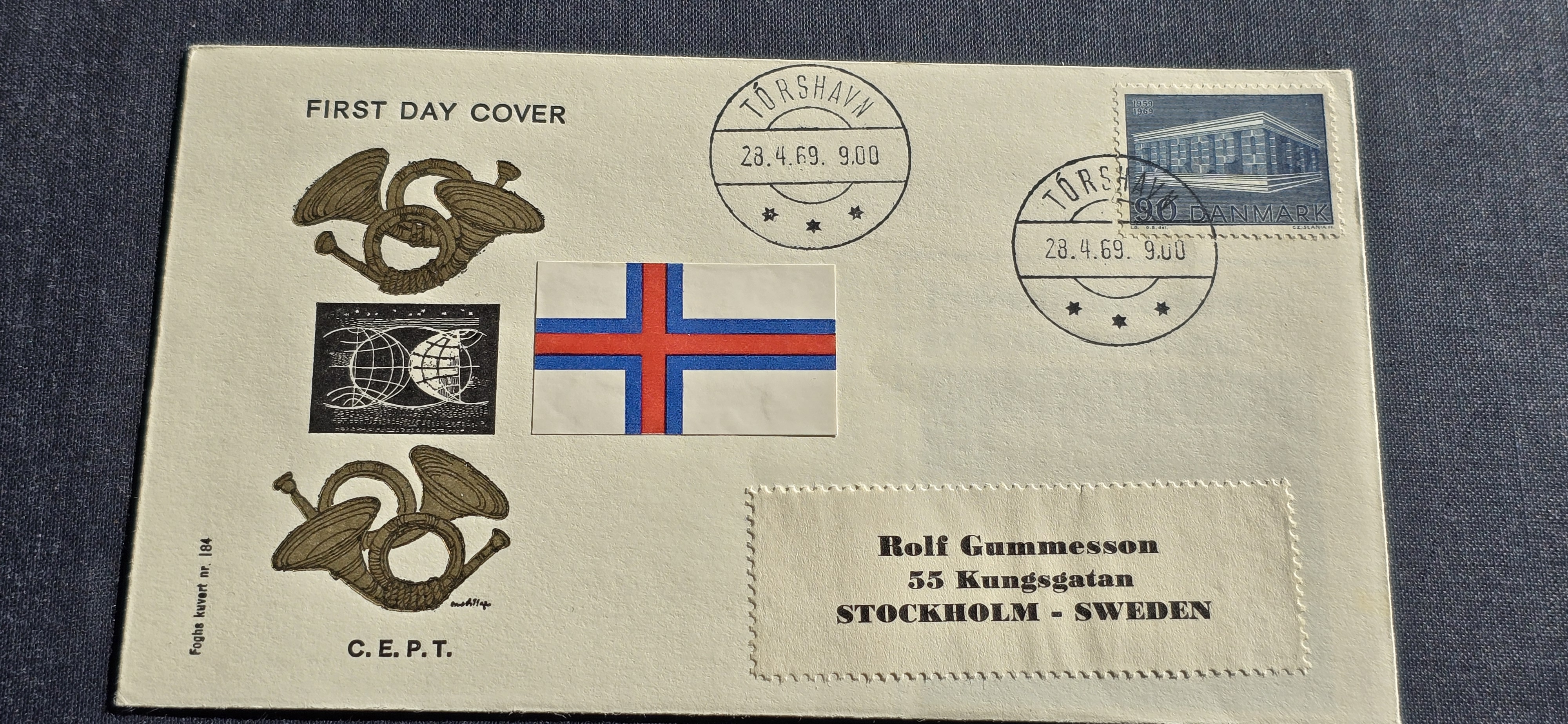 TORSHAVN 28.4.69 FDC CEPT FOGHS 184 SW 483