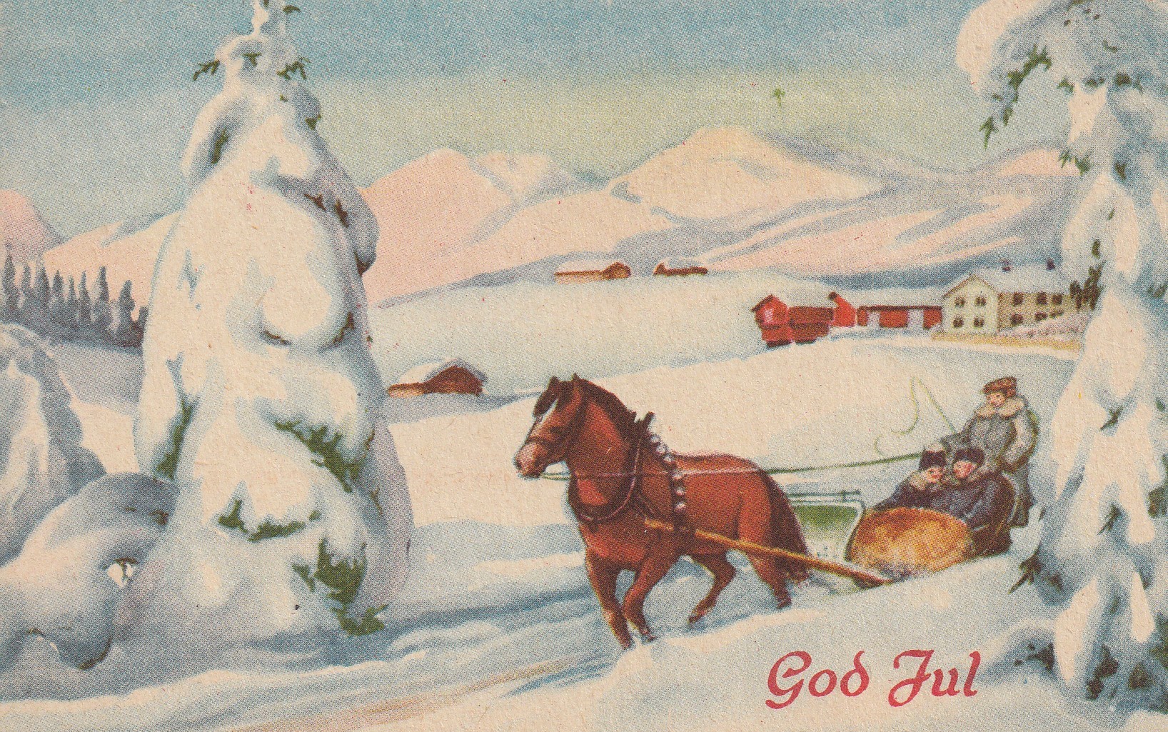 Eldre kort : God Jul . Norsk arbeide 625  Pst  Små