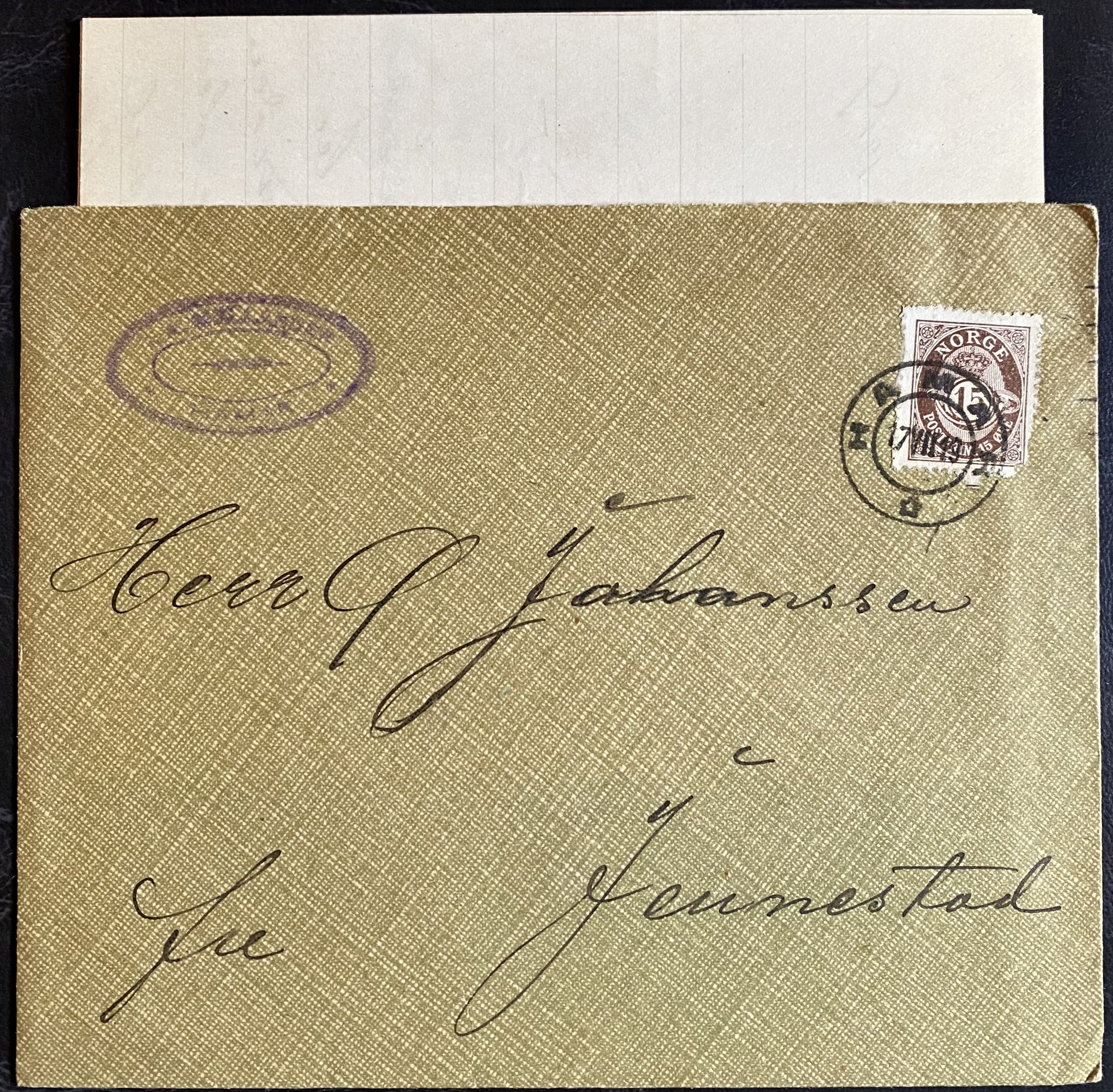 Brev Stemplet Hamar i 1919 m/innhold