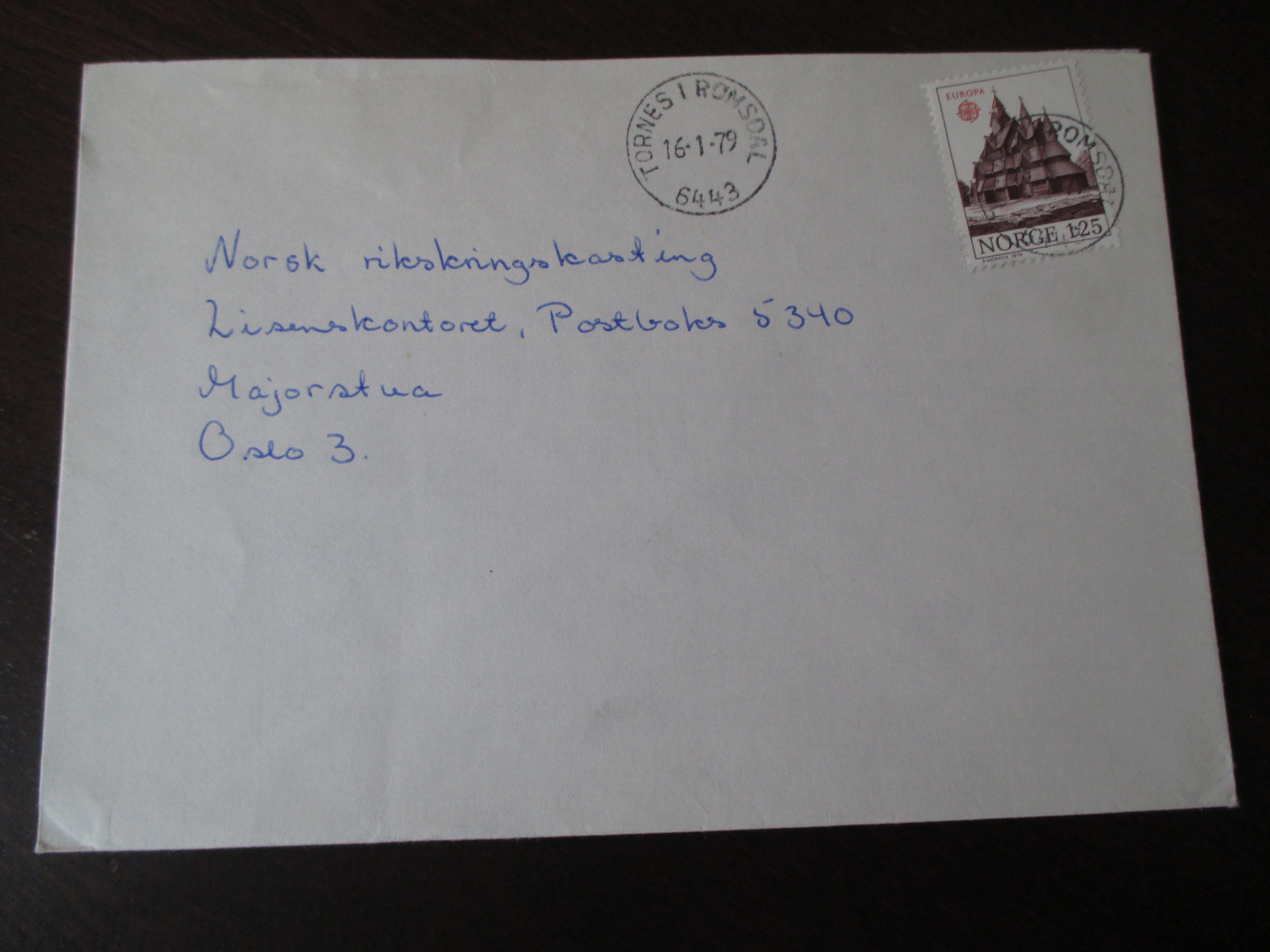 Brev st. Tornes i Romsdal 16.01.1979. (I22N)