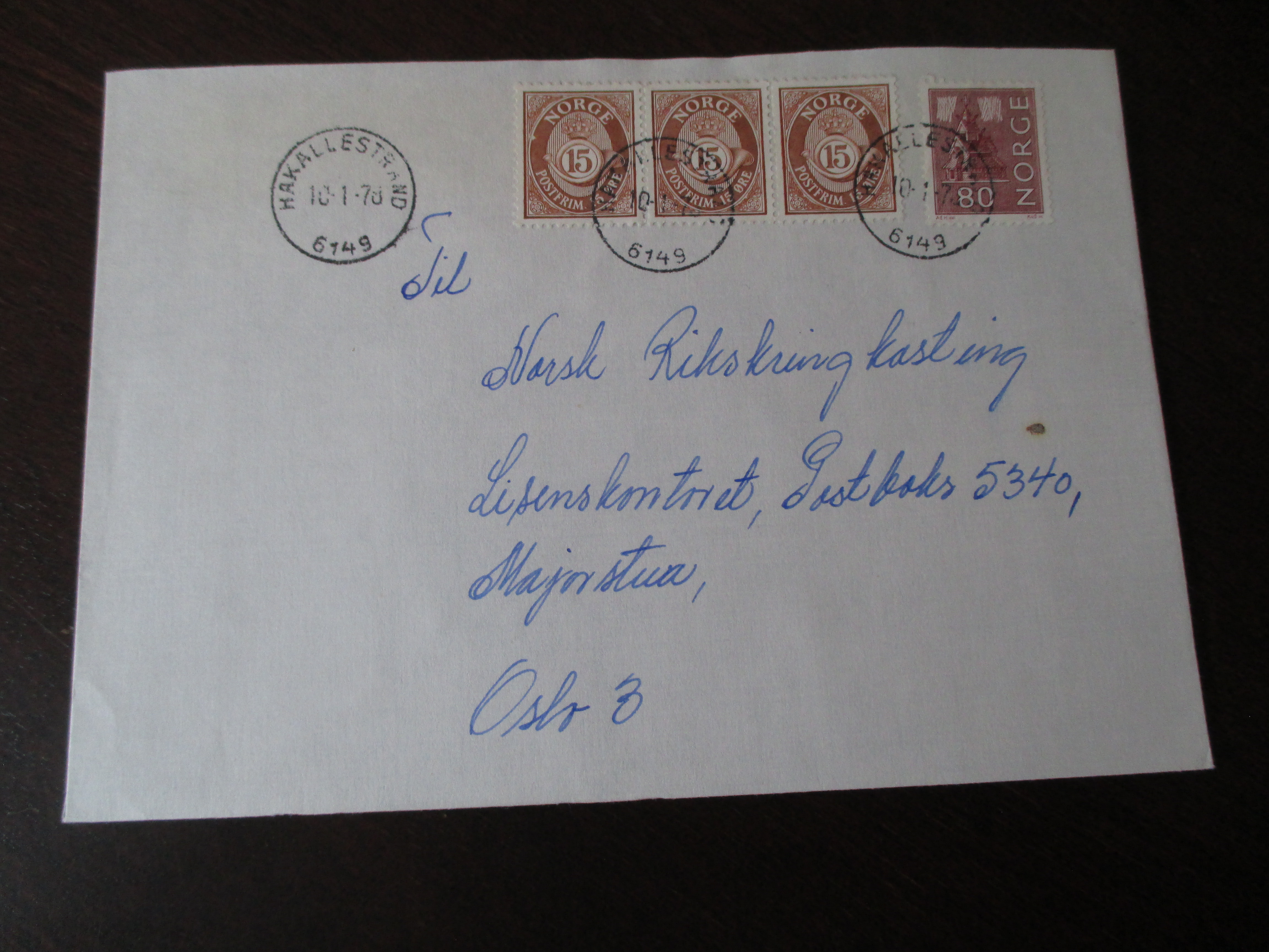 Brev st. Hakallestrand 10.01.1978. (I22N)