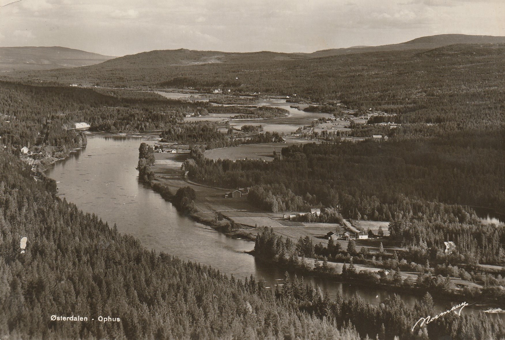 Eldre kort fra Ophus - Østerdalen . Normann Unum