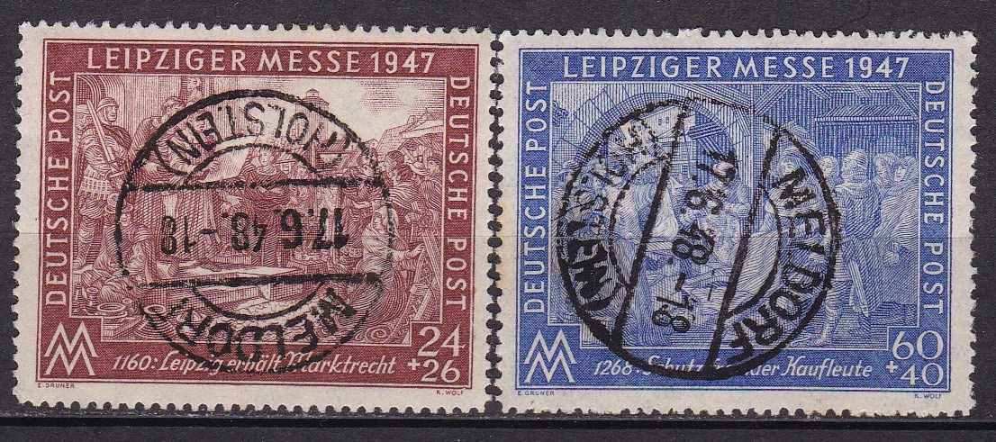 Alliert bes. Fellesutg. 1947 Michel # 941-942 Stemplet serie