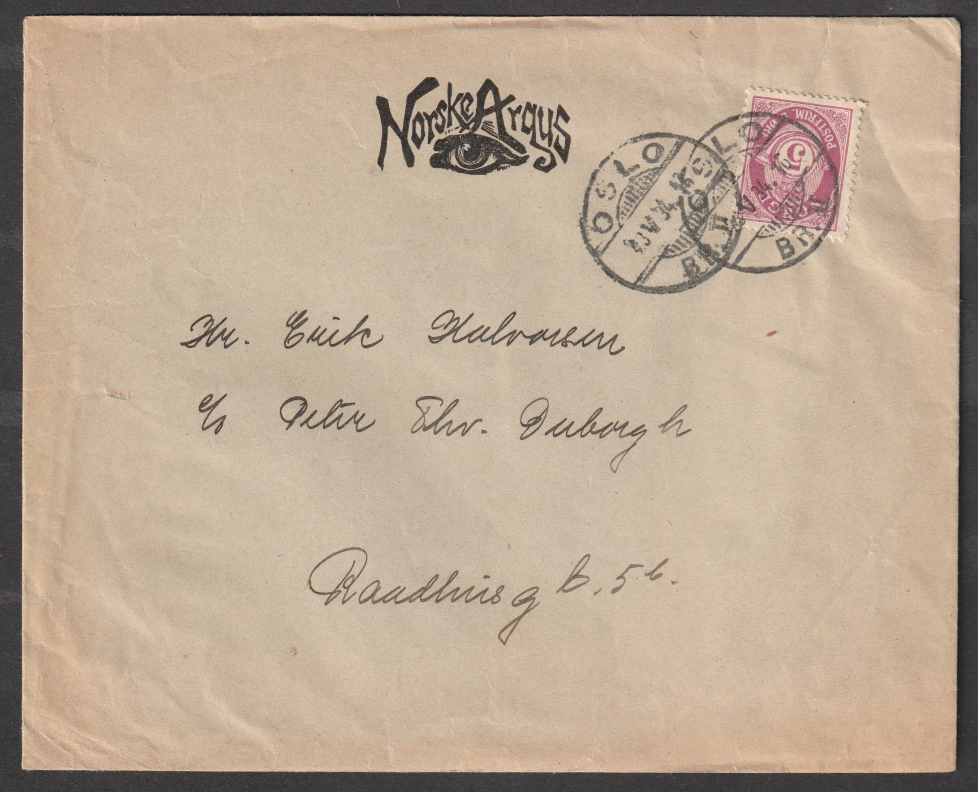 NK 118 på firmabrev Norske Argus - Oslo Br. II 23 V 34