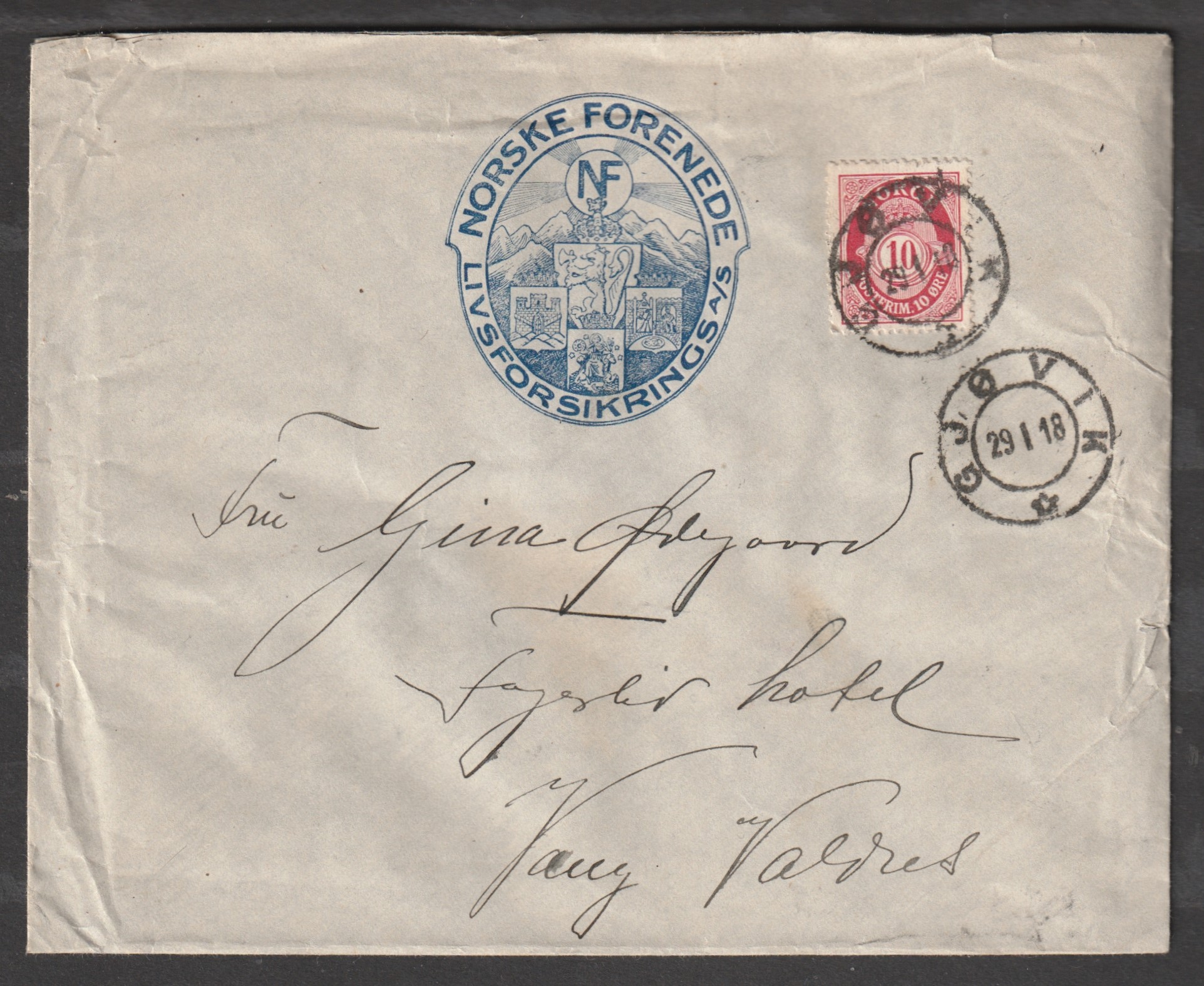 Firmabrev Norske Forenede Livsforsiking - Gjøvik 29 1 18