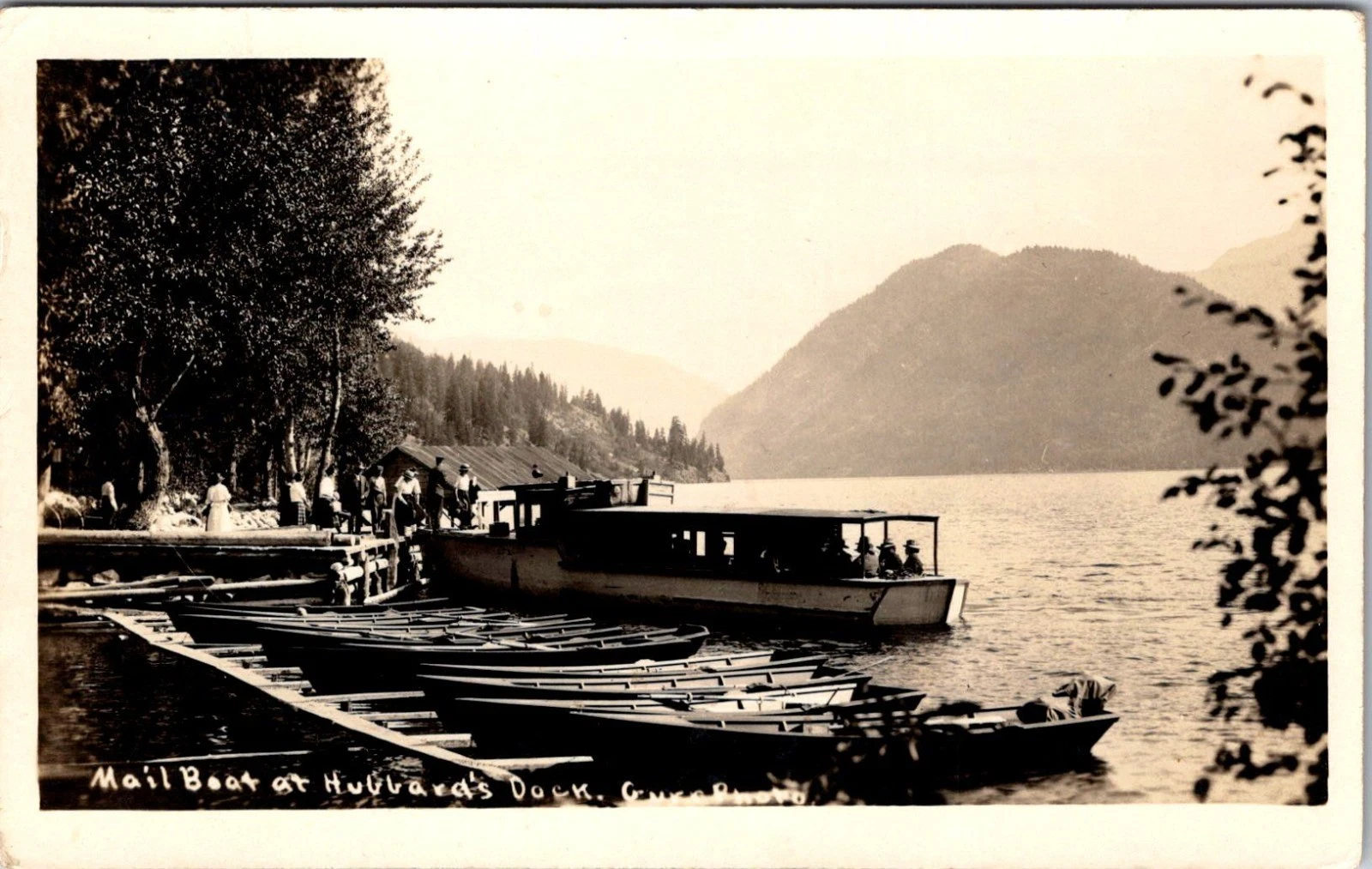 Mail Boat at Hubbard’s Dock, Green Point - Real Photo Postcard - ca. 1910s - USA