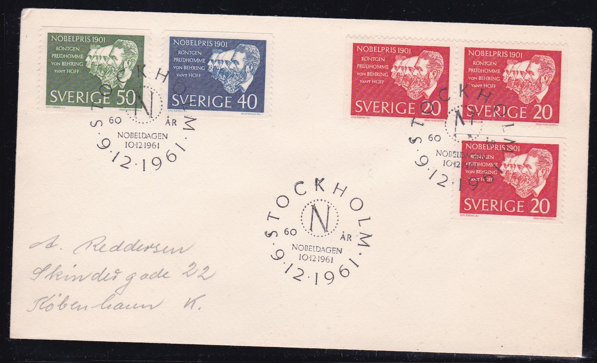 Sverige FDC 1961. AFA # 488-490. Nobelprisvinnere