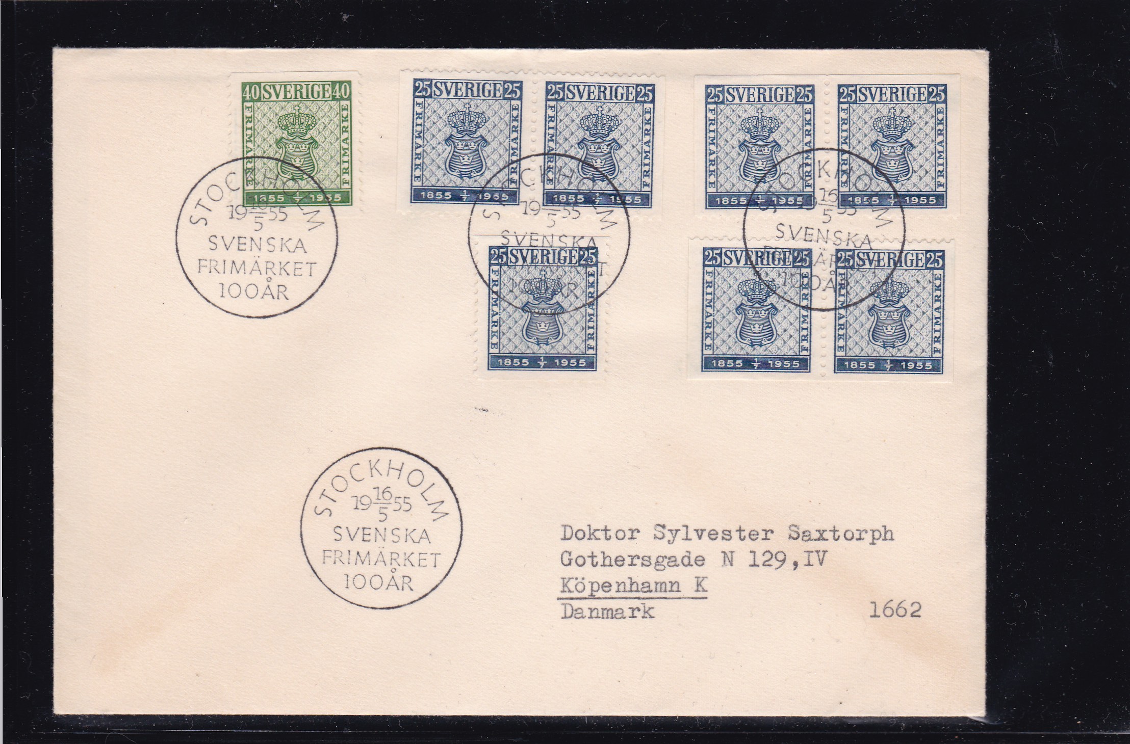 Sverige FDC 1955. AFA 408-409. Frimerkejubileum.