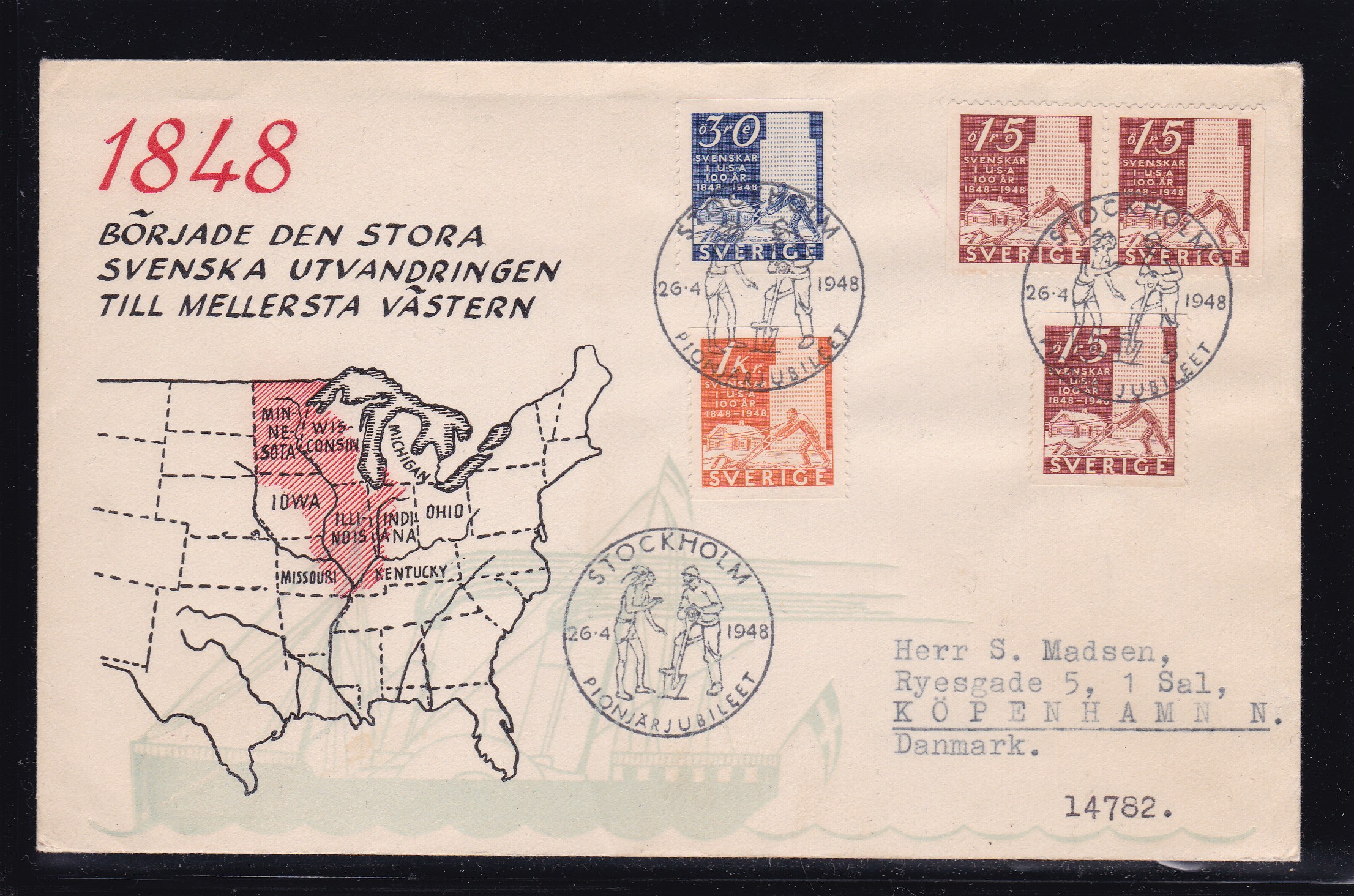 Sverige FDC 1948. AFA # 346-348. Svensk innvandring