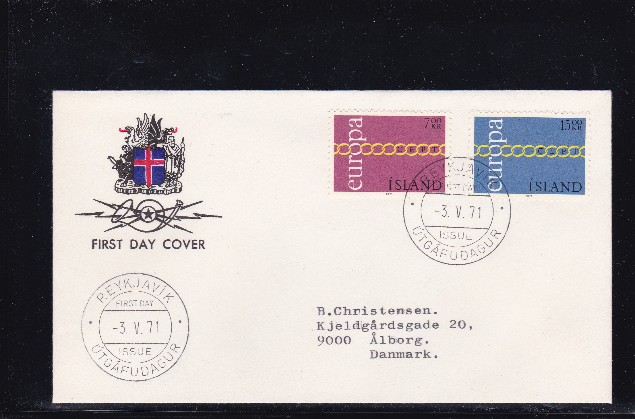 Island FDC 1971. AFA # 452-453. Europa