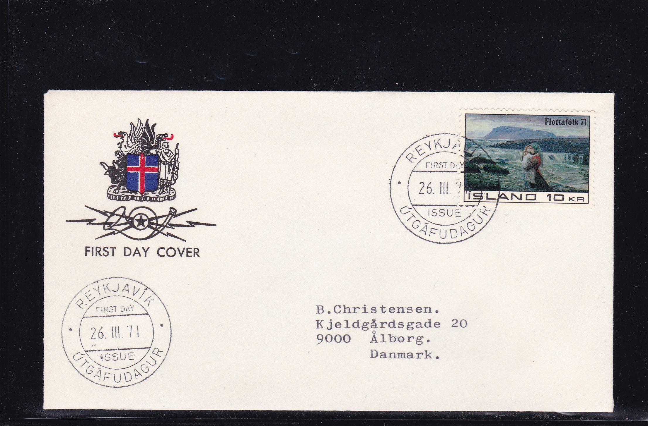 Island FDC 1971. AFA # 451. Flyktningehjelpen