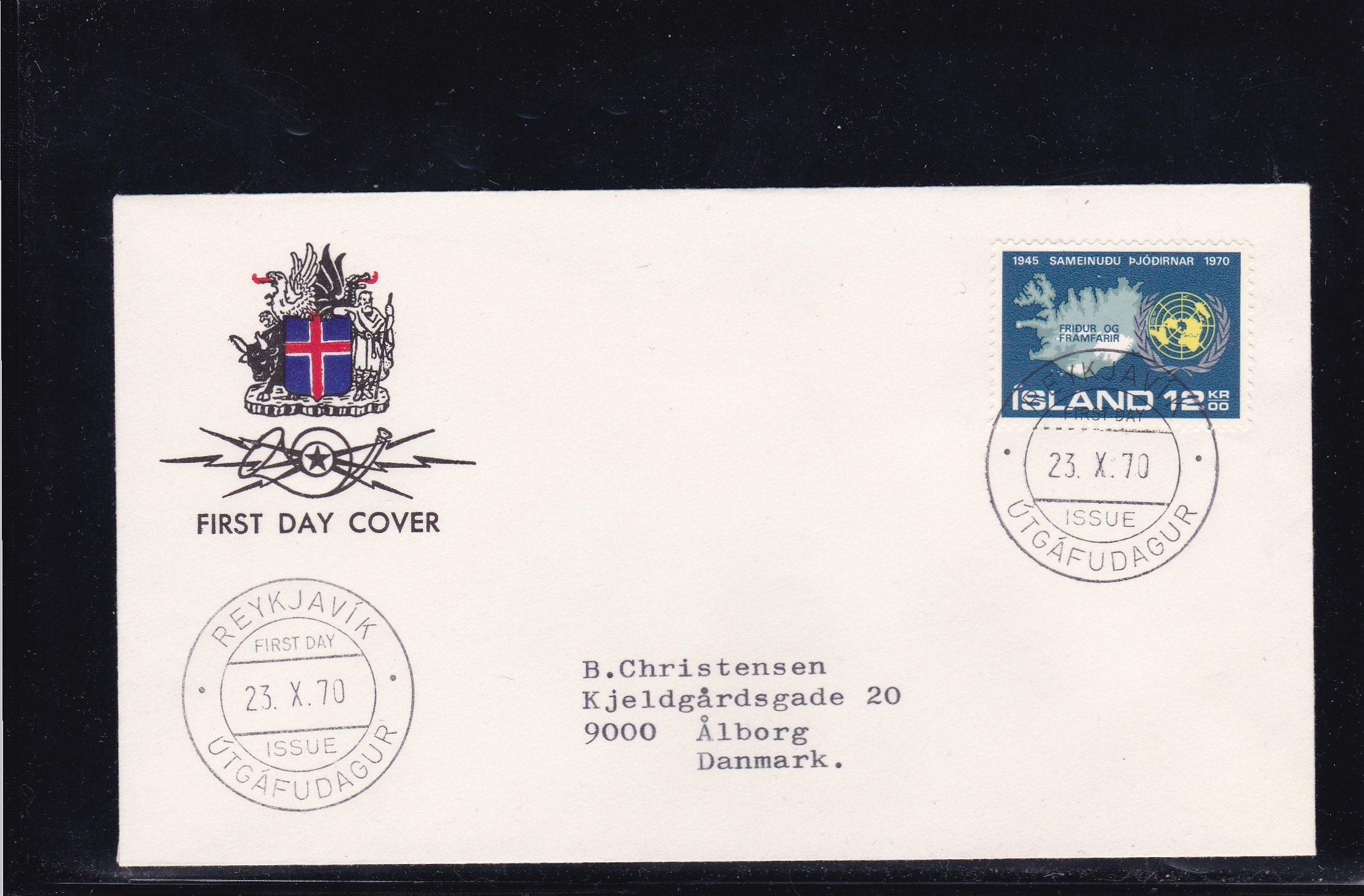 Island FDC 1970. AFA # 450. FN 25 år