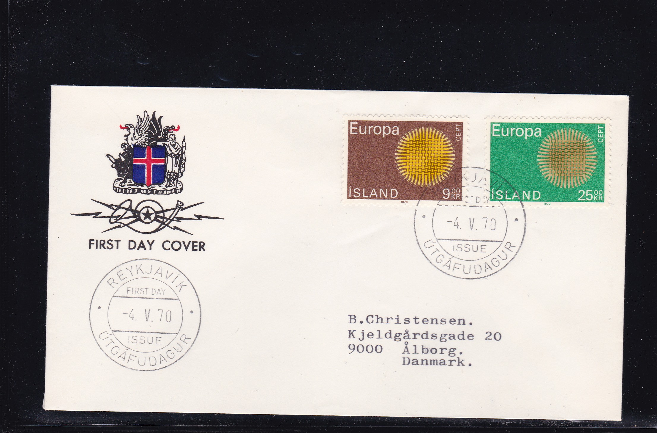Island FDC 1970. AFA # 443-444. Europamerker