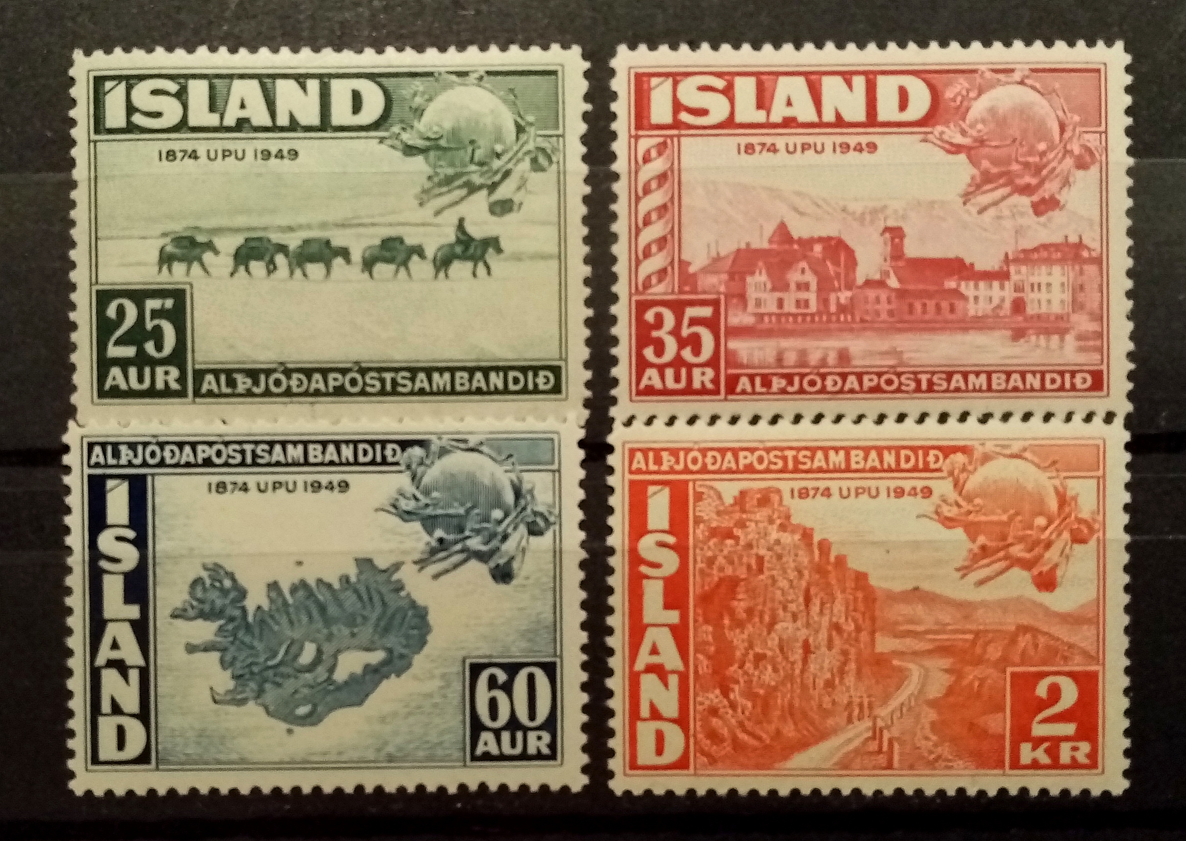 ISLAND - Afa : 260-63. Verdenspostforeningens 75års jub. (1949) **