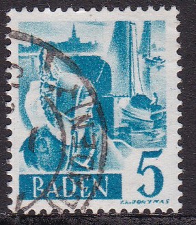 Fransk sone Baden 1948. Michel # 30. Stemplet merke
