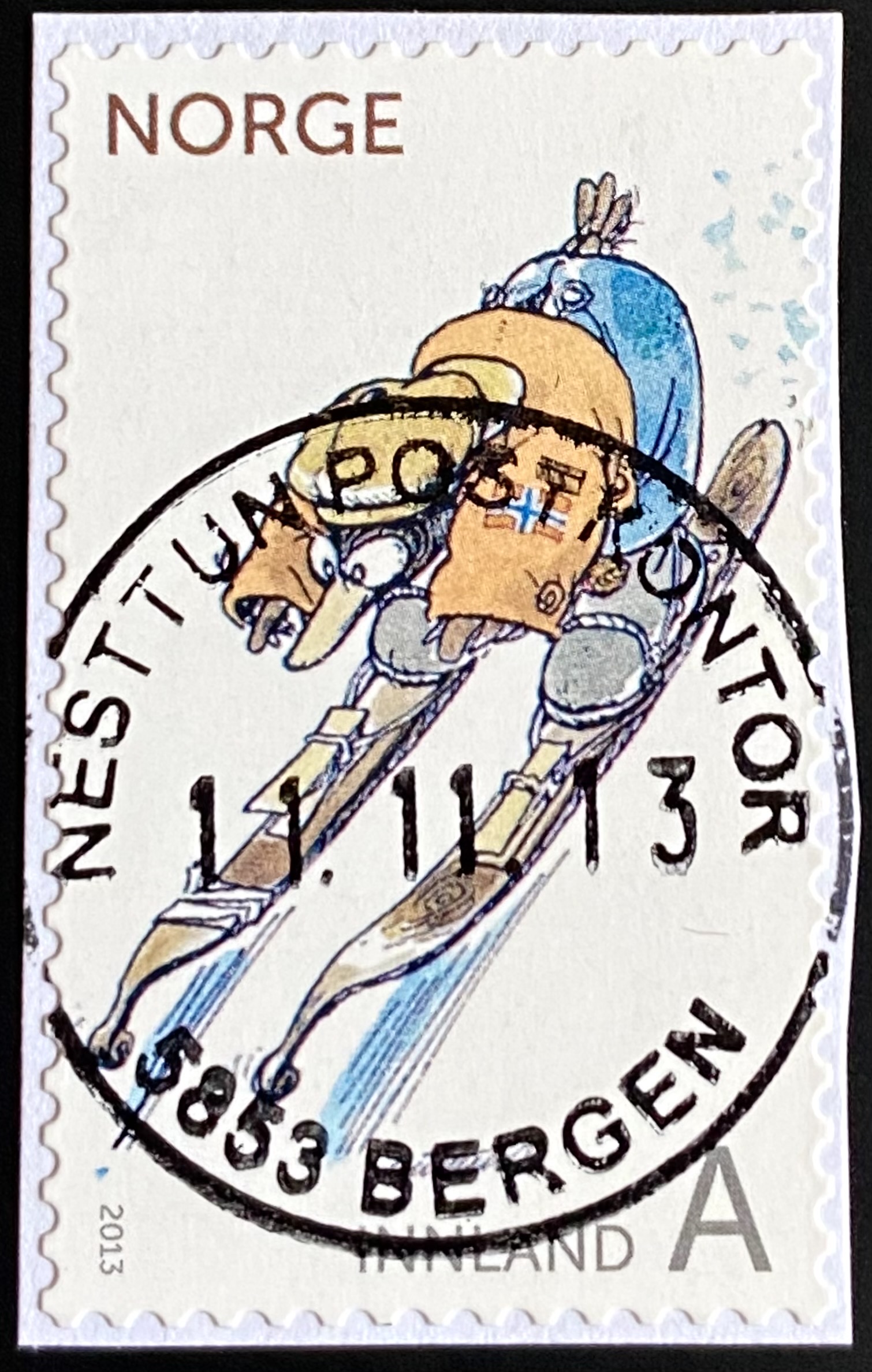 NK 1866-1867 Stemplet Bergen Nesttun 1.dag