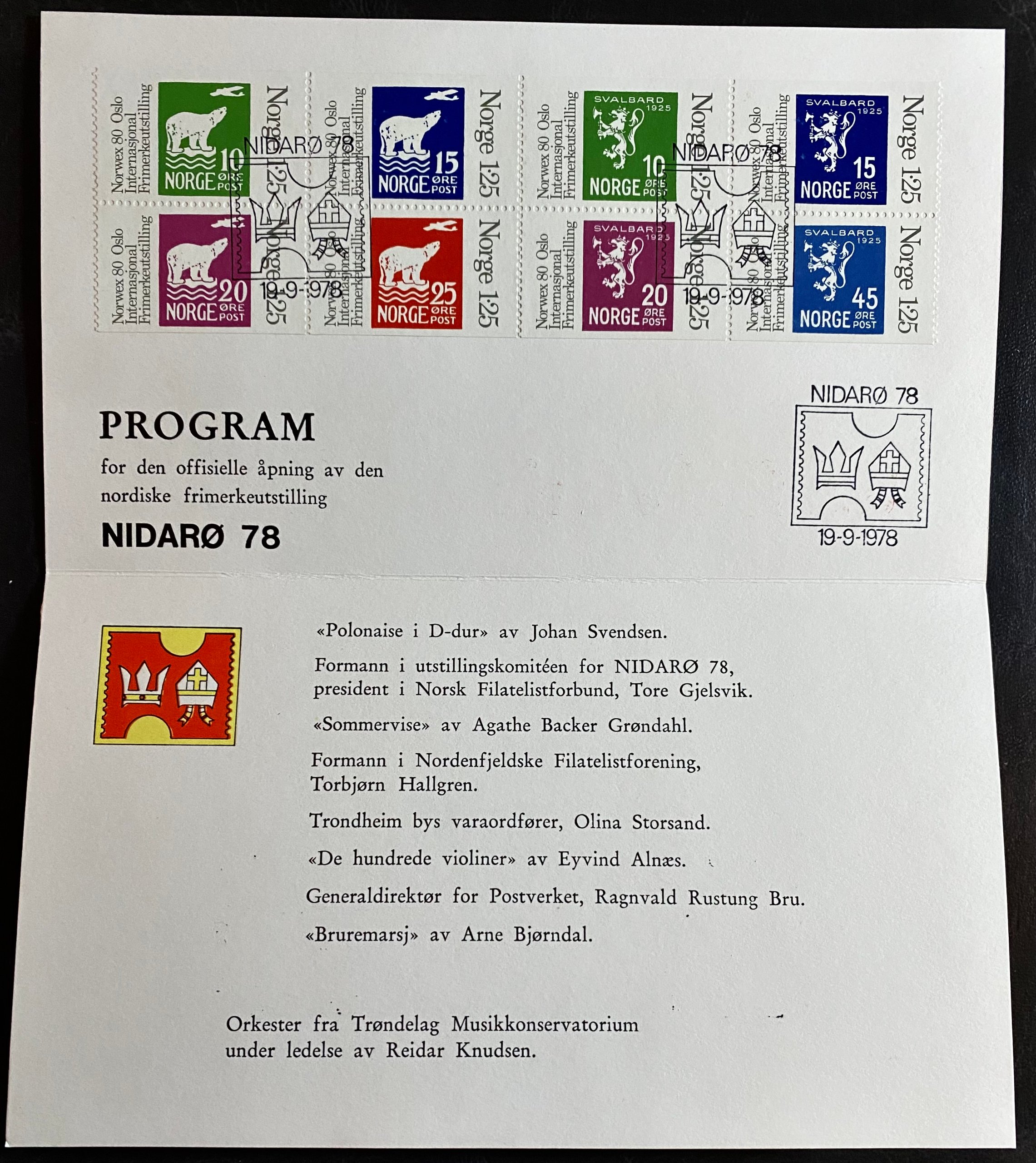 FDC NK 823-830 Folder for Program Nidarø 78