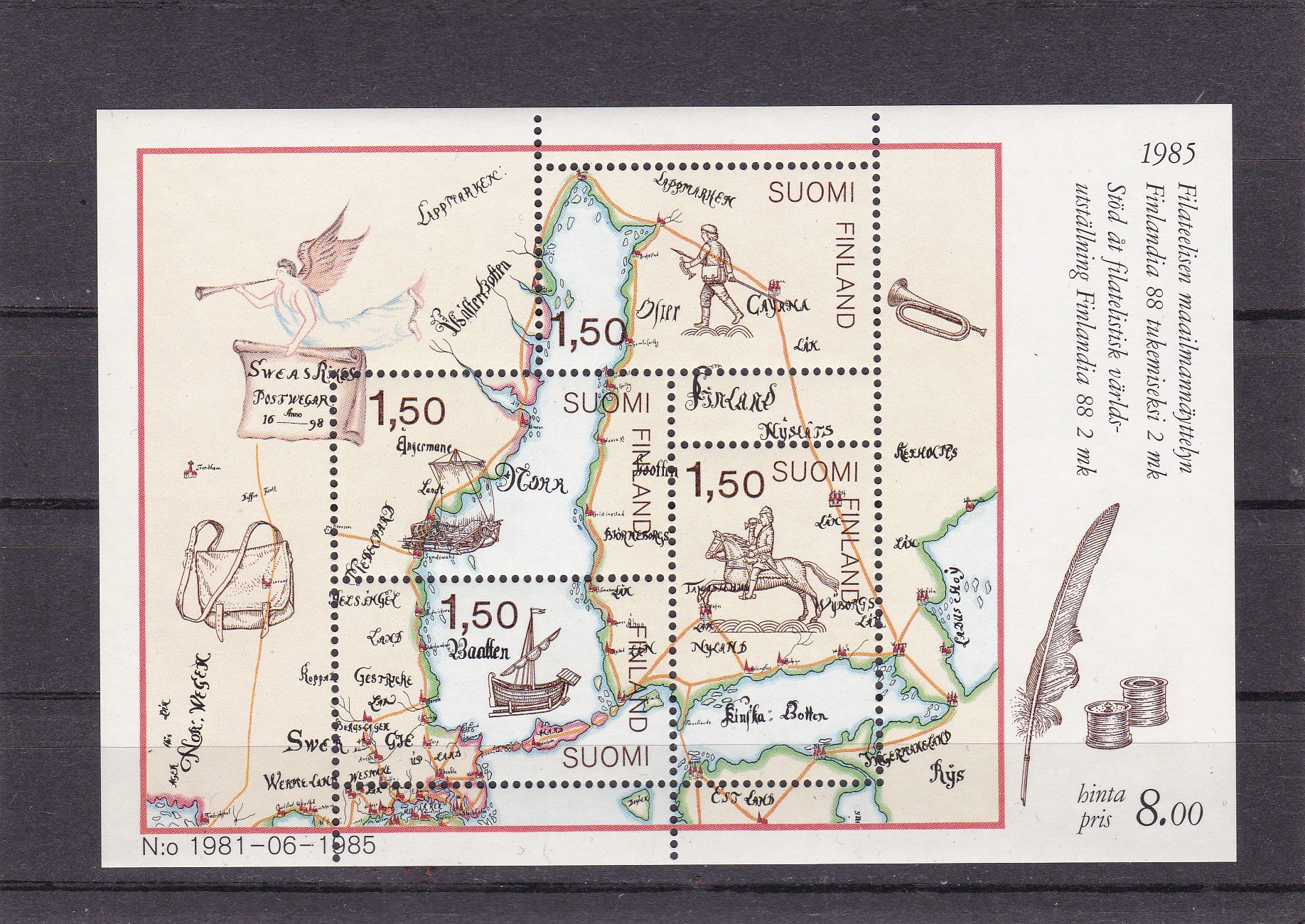 Finland 1985. AFA # 979. Finalndia 88, postfriskt miniark