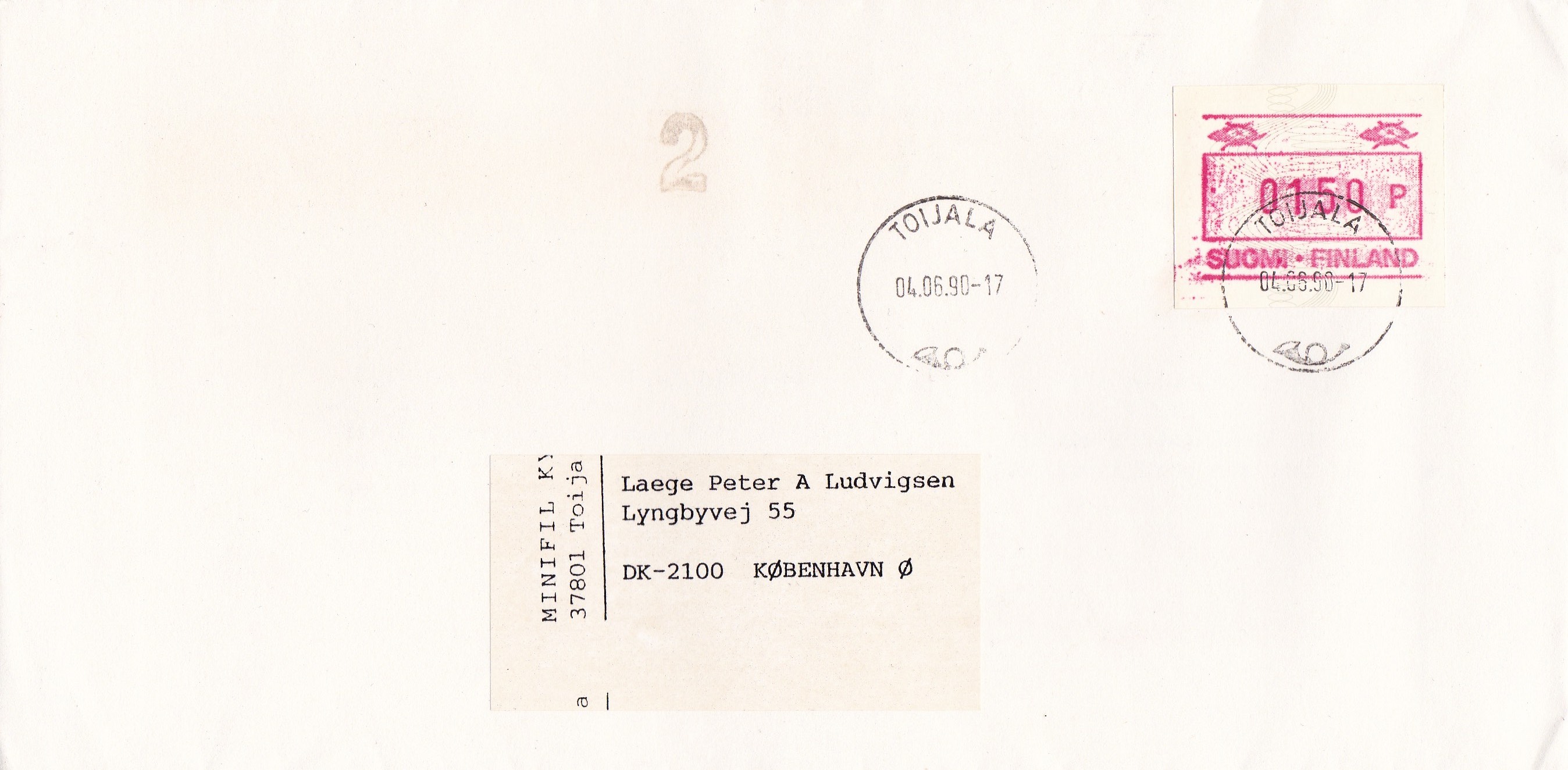 Finland 1990. Automatmerke no. 7 på brev