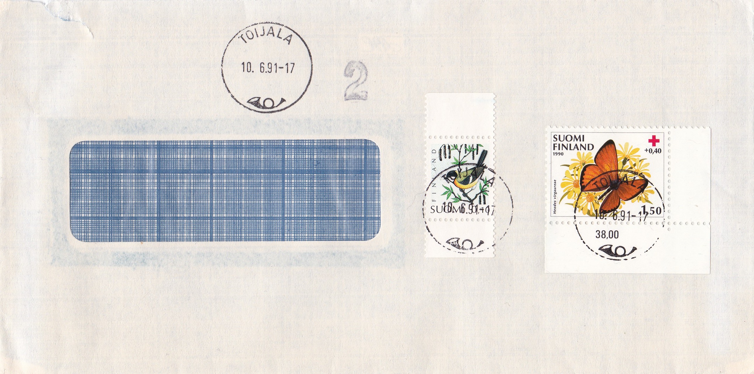 Finland 1991 Brev, AFA # 1100 og 1128. Liten rift.