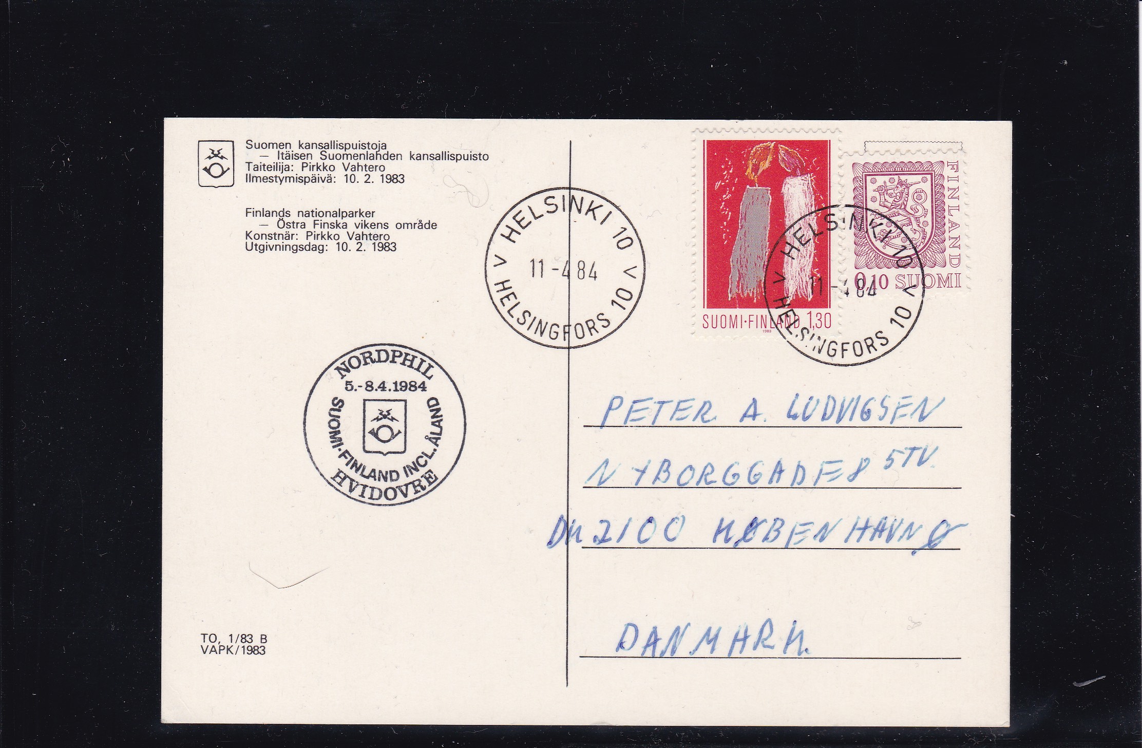 Finland 1983. AFA # 942 på postkort. Oppfrankert med dagligmerke
