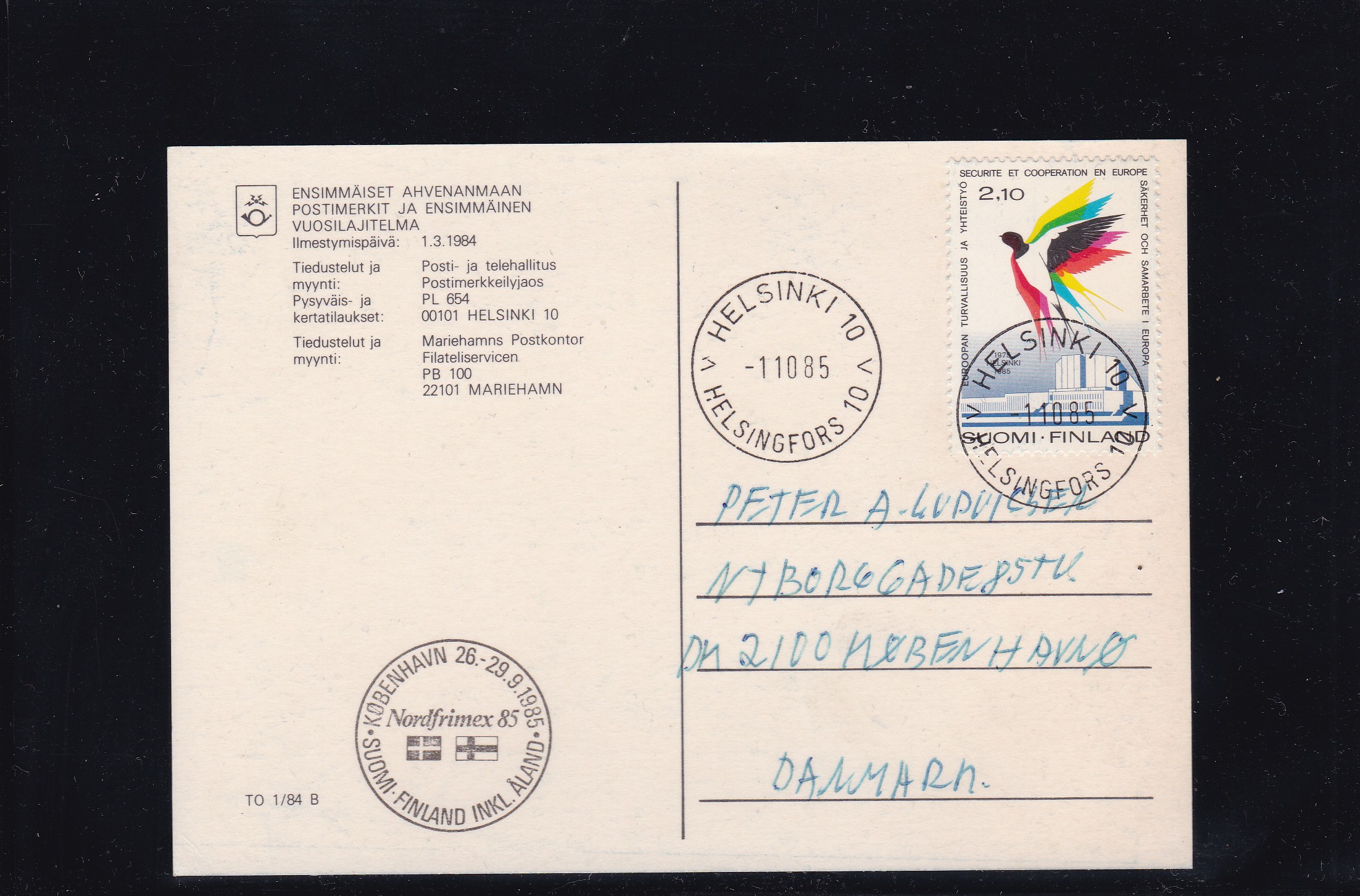 Finland 1985. AFA # 976 på postkort.
