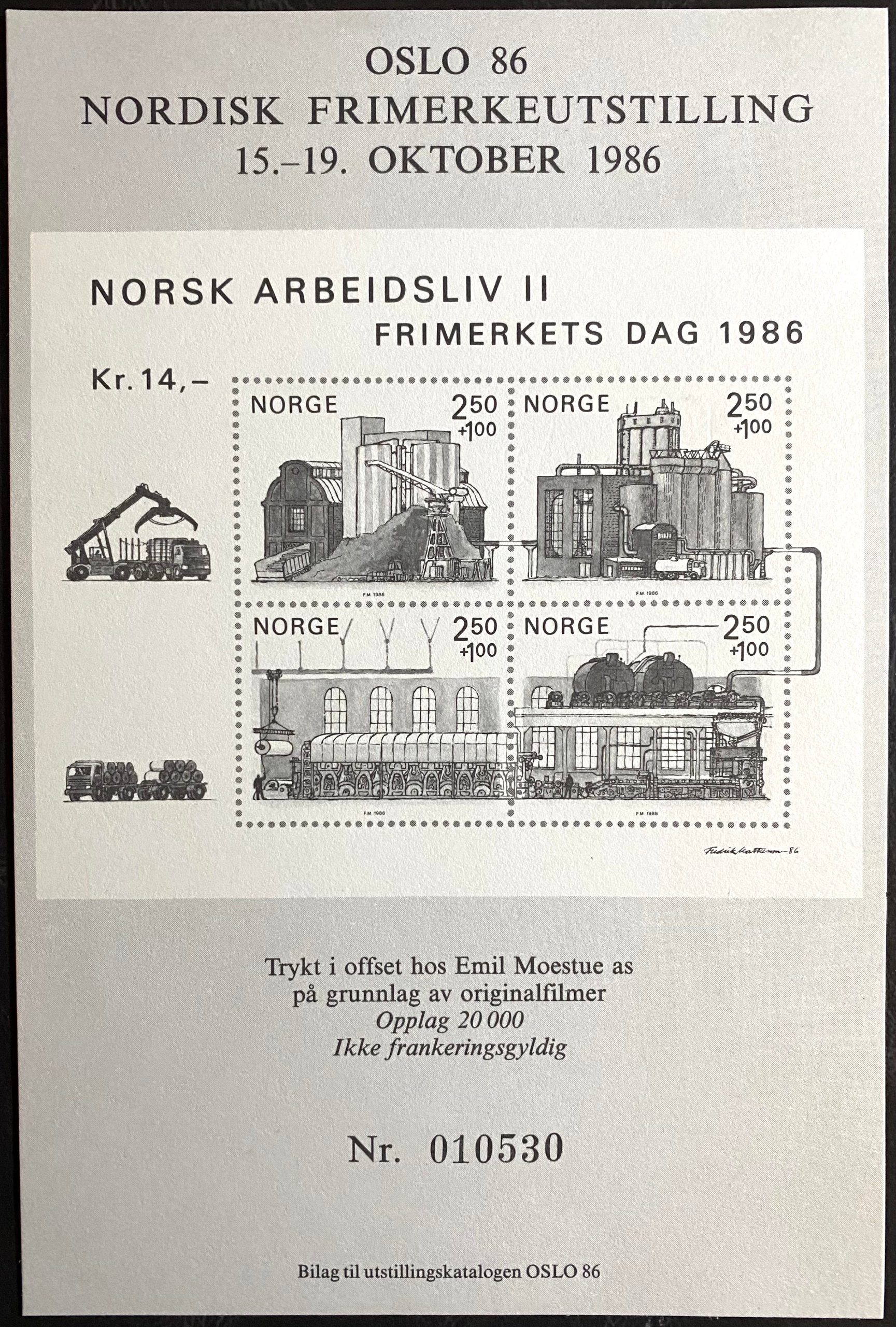 Minneblokk Norsk Arbeidsliv II Oslo 86 Nummerert
