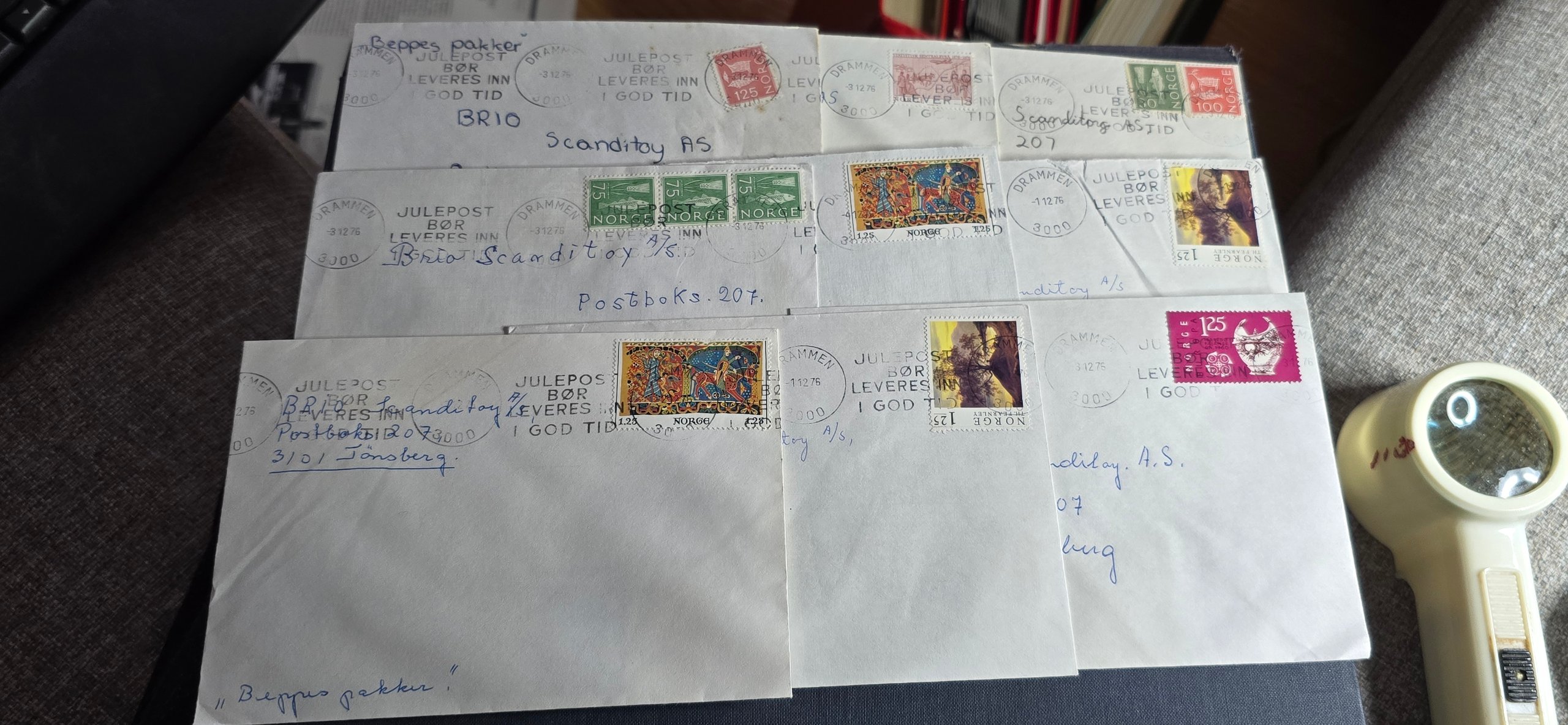 DRAMMEN 1976 JULEPOST BØR INNLEVERES I GOD TID 9stk BREV