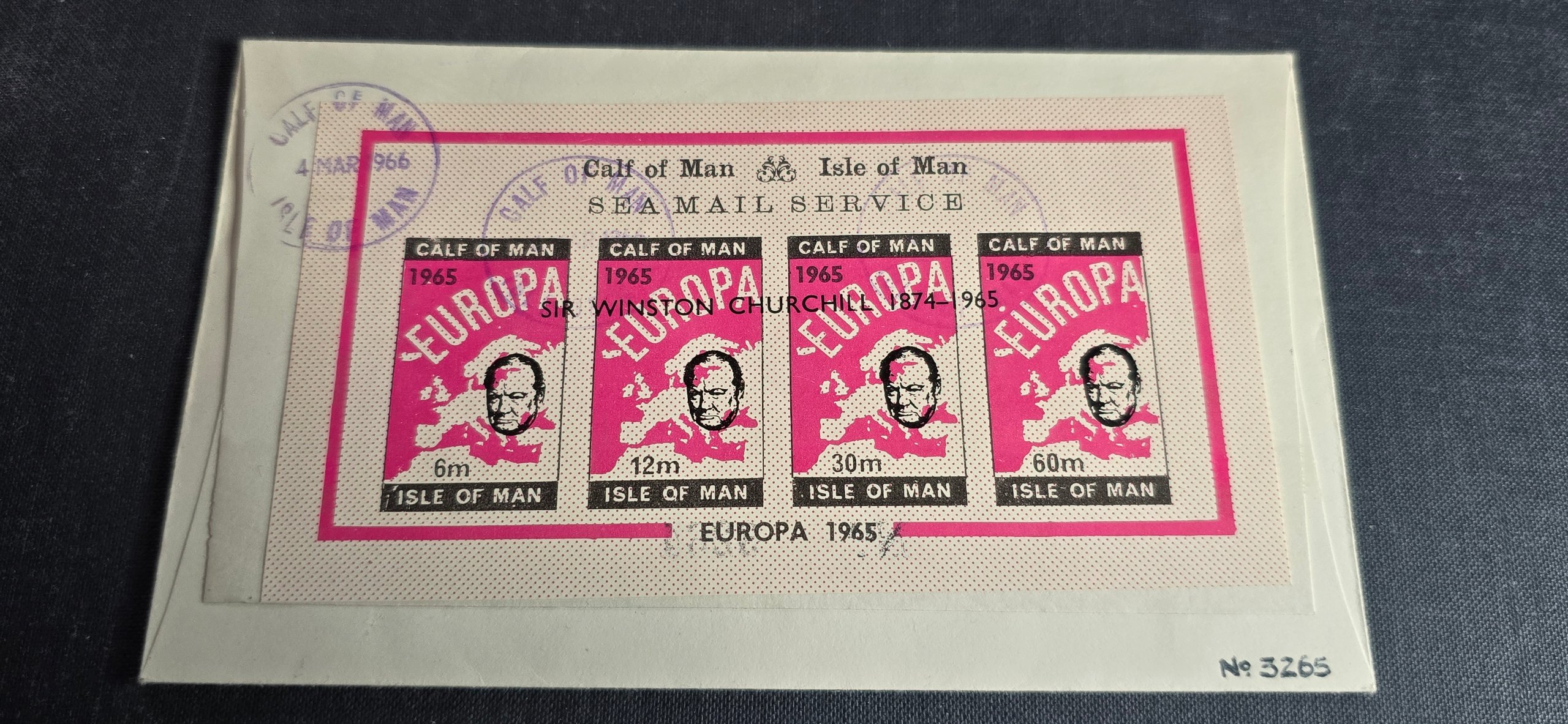 EUROPA CALF OF MAN 4.3.1966 FDC CHURCHILL MINIARK